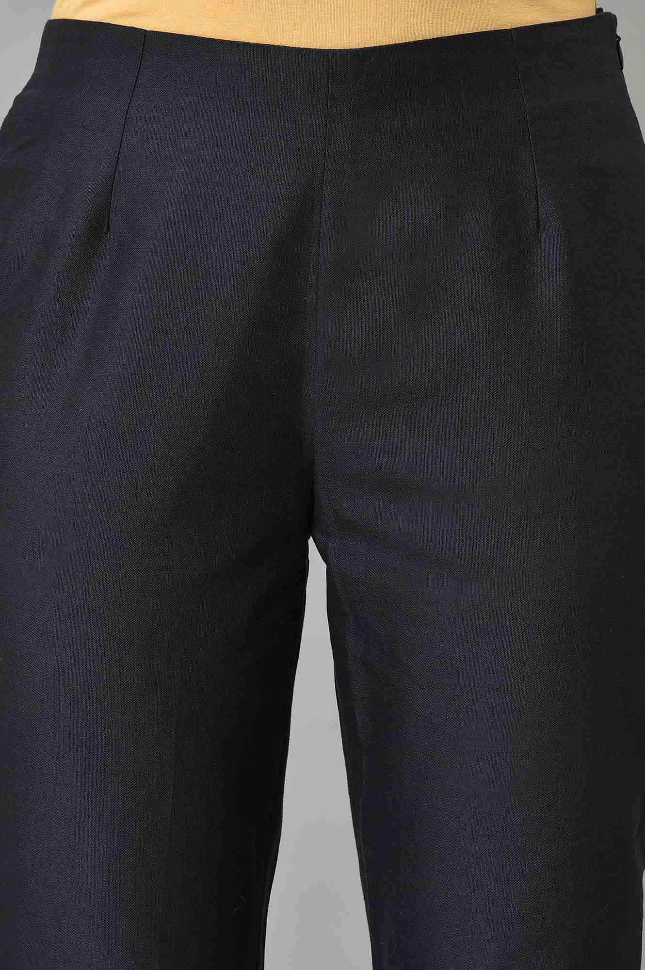 Black Plus Size Slim Pants With Embroidery - Image 6