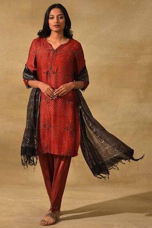 Black Printed Cotton Silk Drape - Image 2