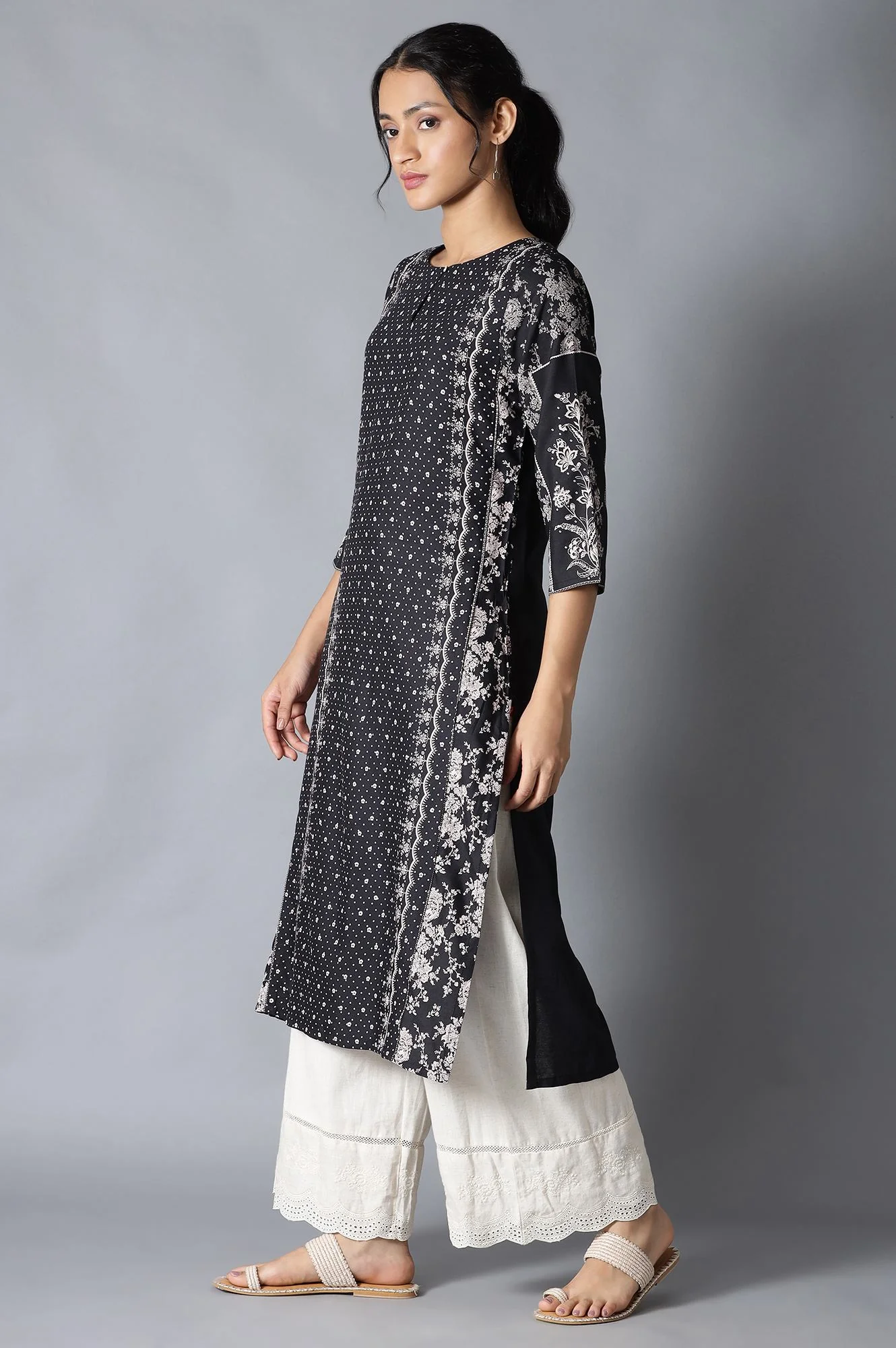 Black Printed kurta - Image 3