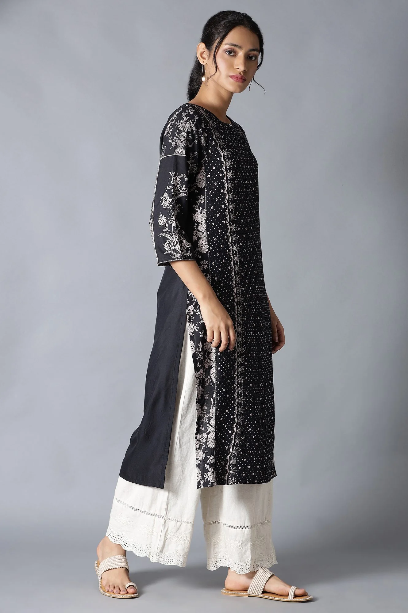 Black Printed kurta - Image 4