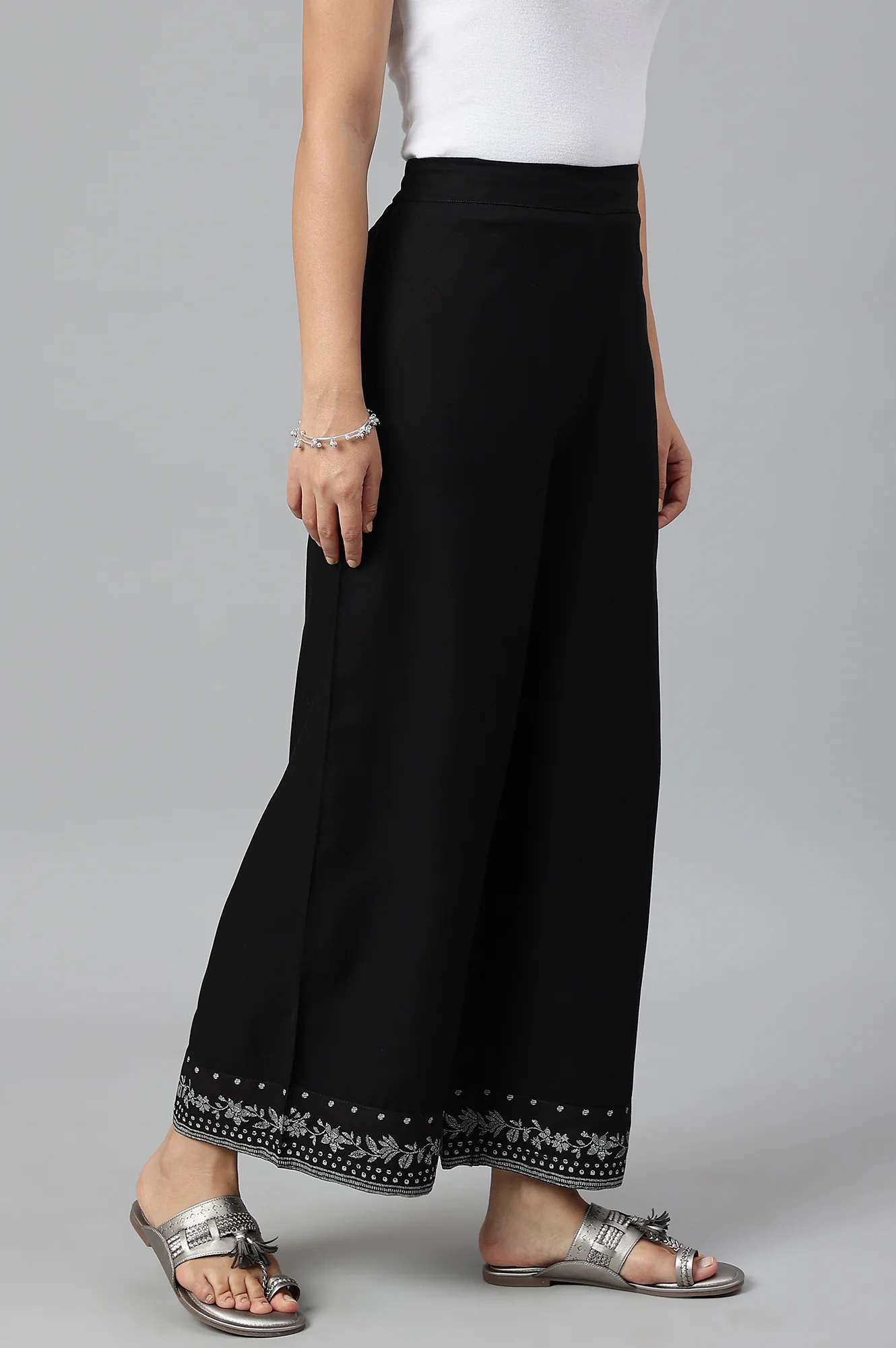 Black Rayon Straight Parallel Pants - Image 3