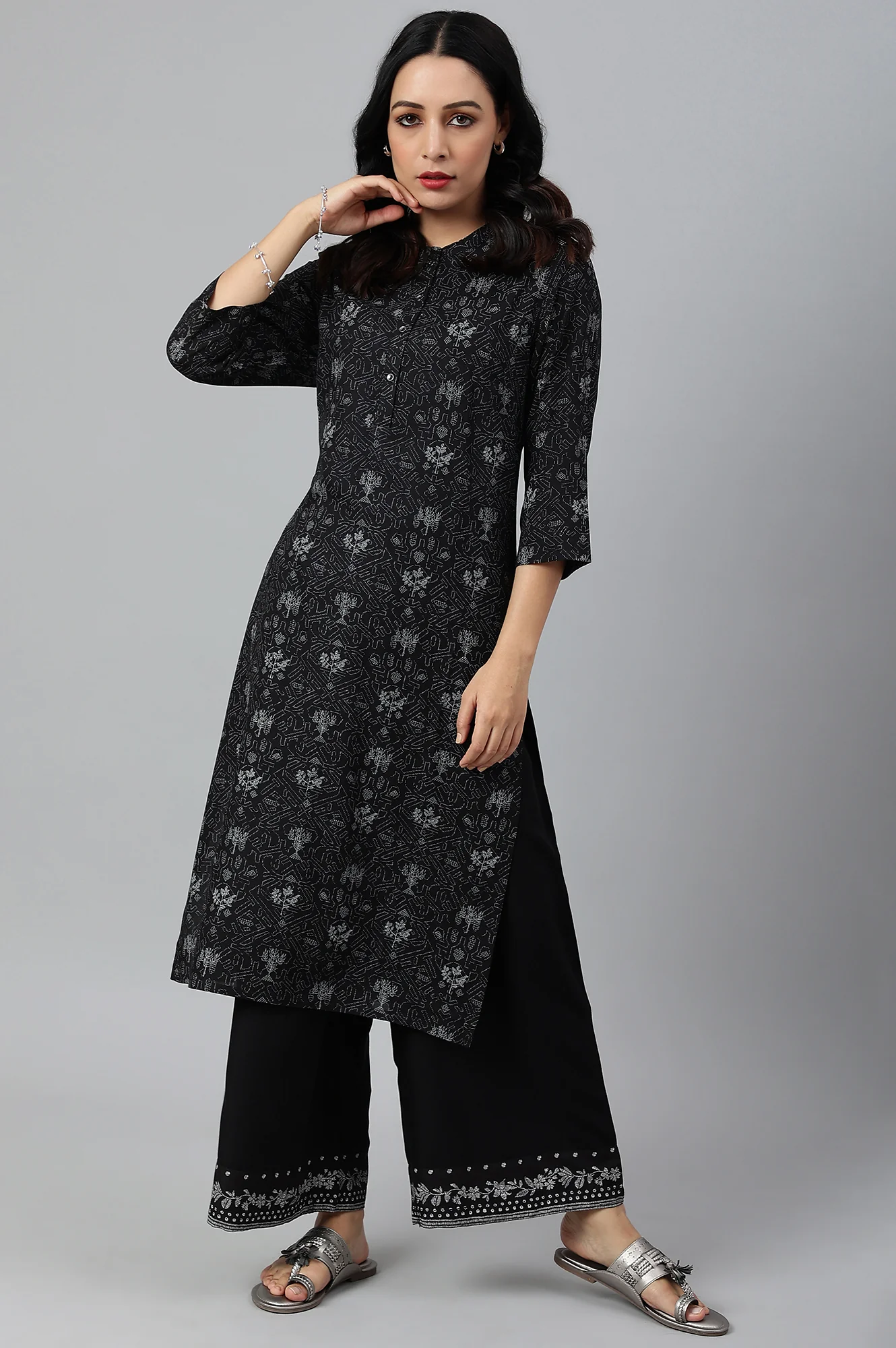 Black Rayon Straight Parallel Pants - Image 5