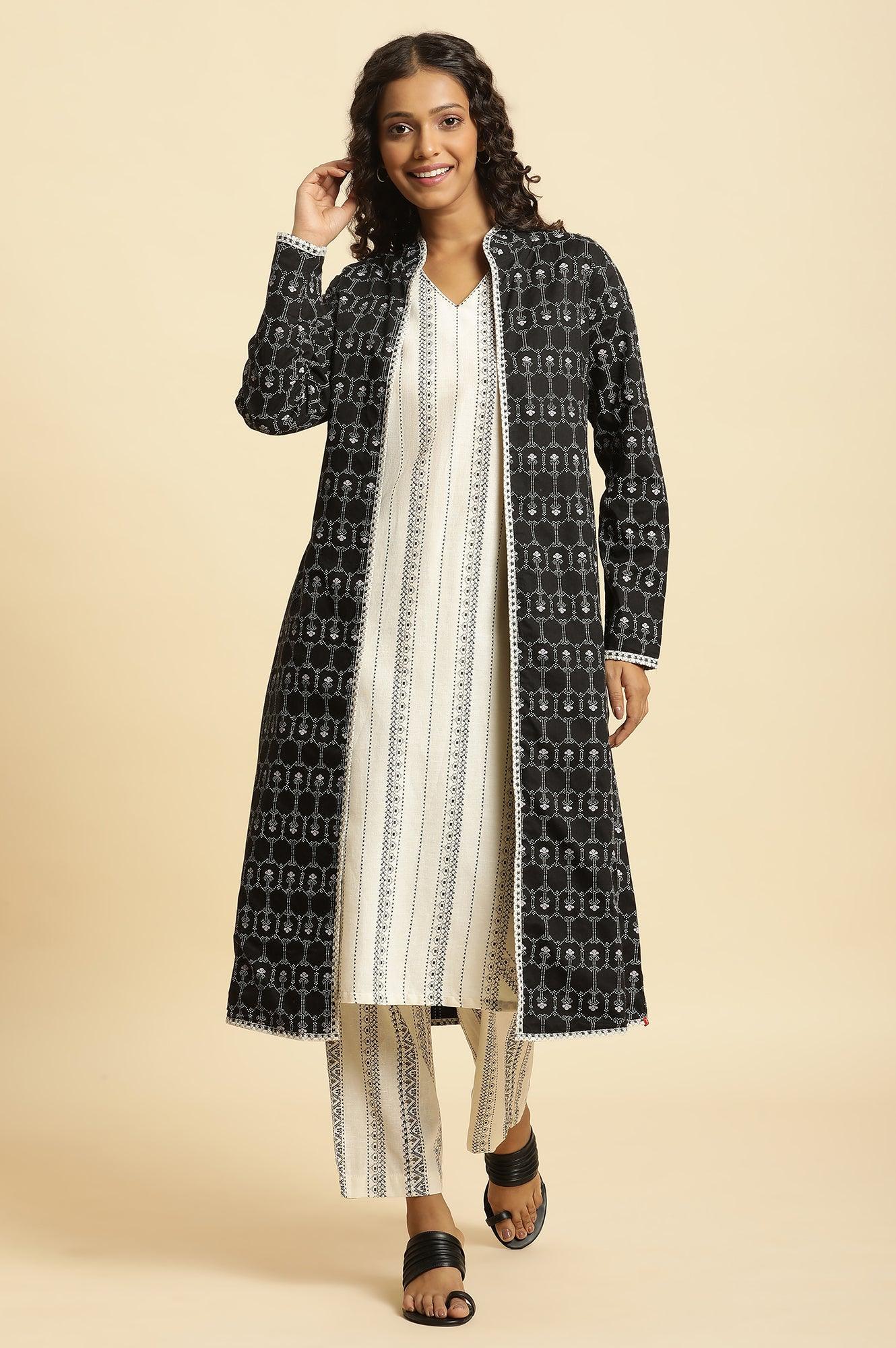 Black Reversible Front Open Jacket In White Print - Image 2