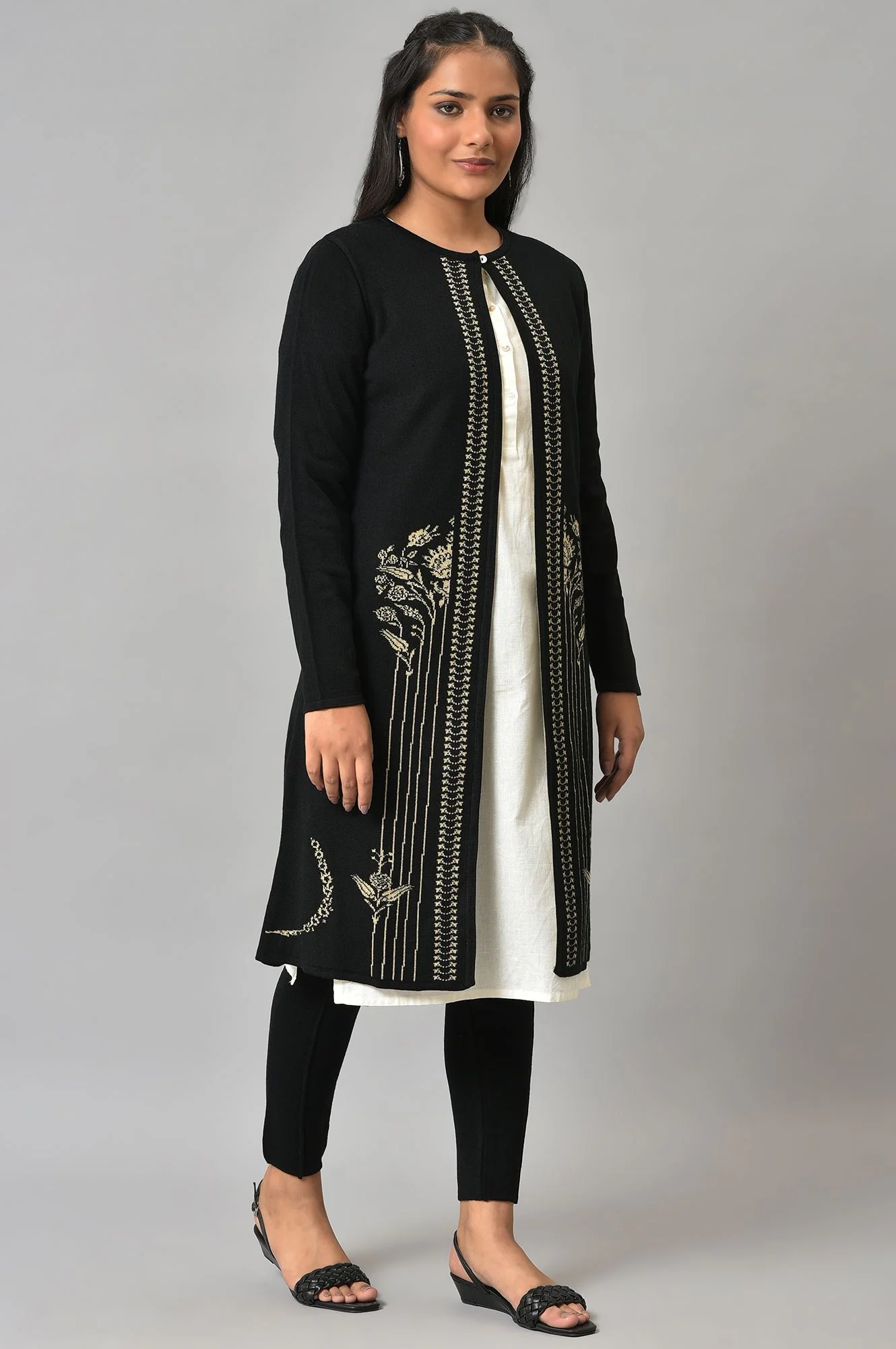Black Reversible Front Open Women Cardigan - Image 4