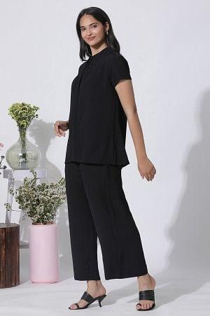 Black Short Sleeves Top And Trouser Co-Ord Set - Image 3