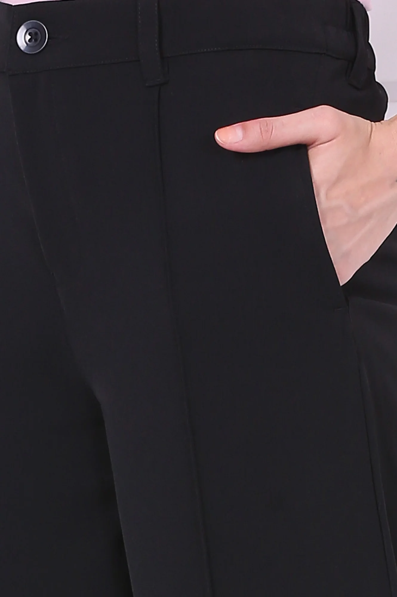 Black Solid Calf Length Culottes with YKK Zipper - Image 7