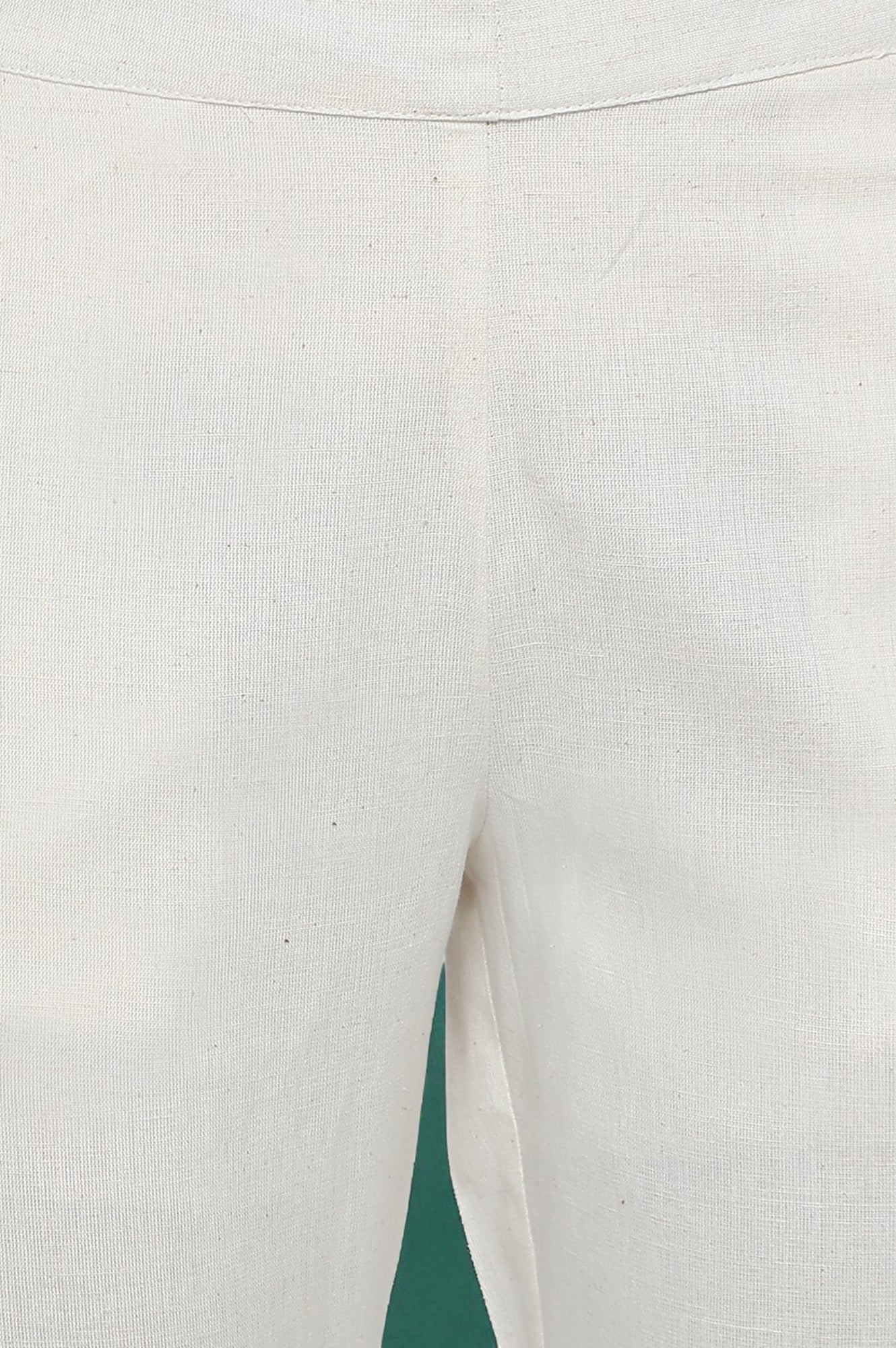 Black Solid Cotton Blend Trousers in Ankle Length - Image 2