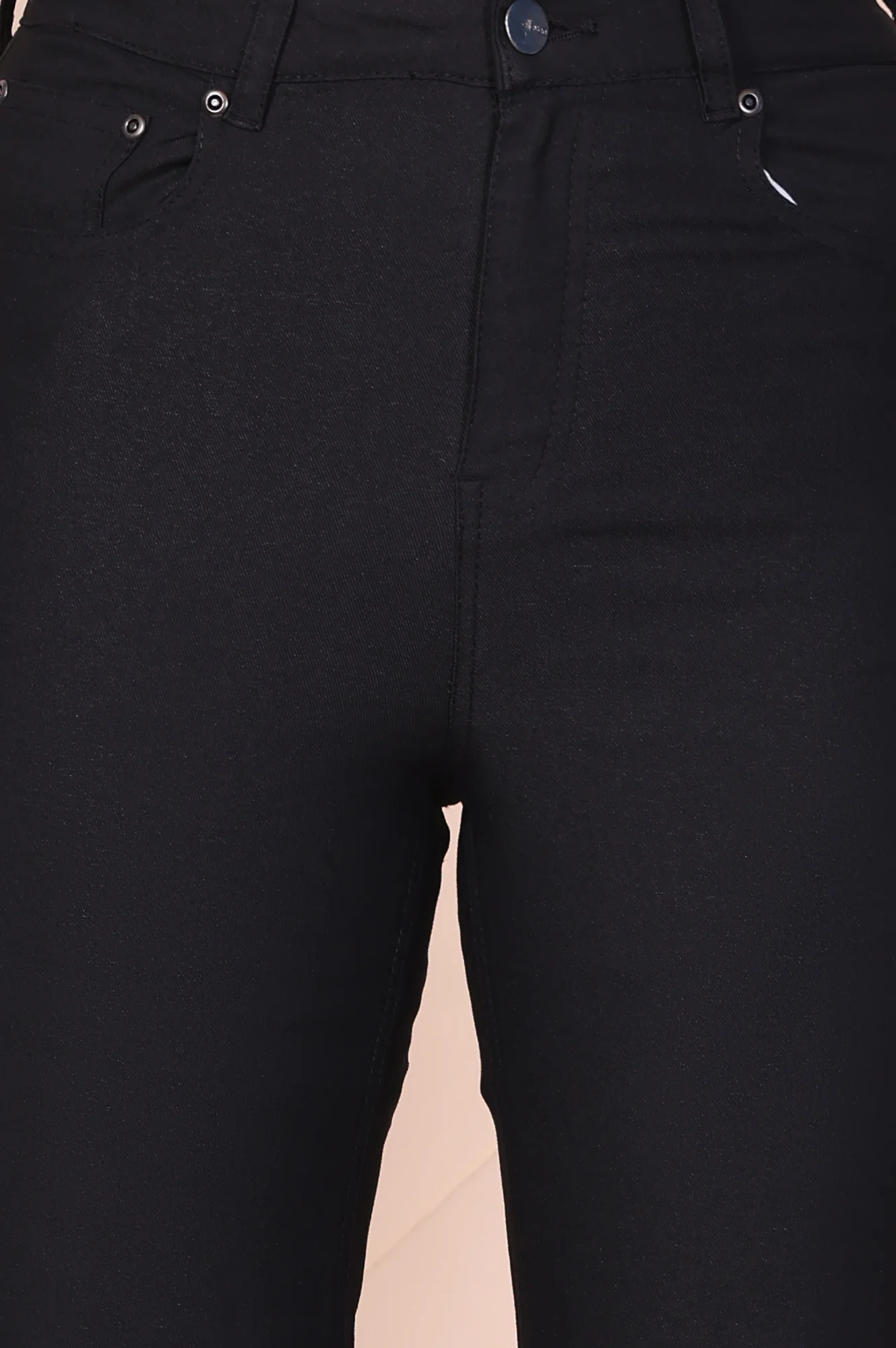Black Solid Denim Lycra High Rise Flared Jeans - Image 6