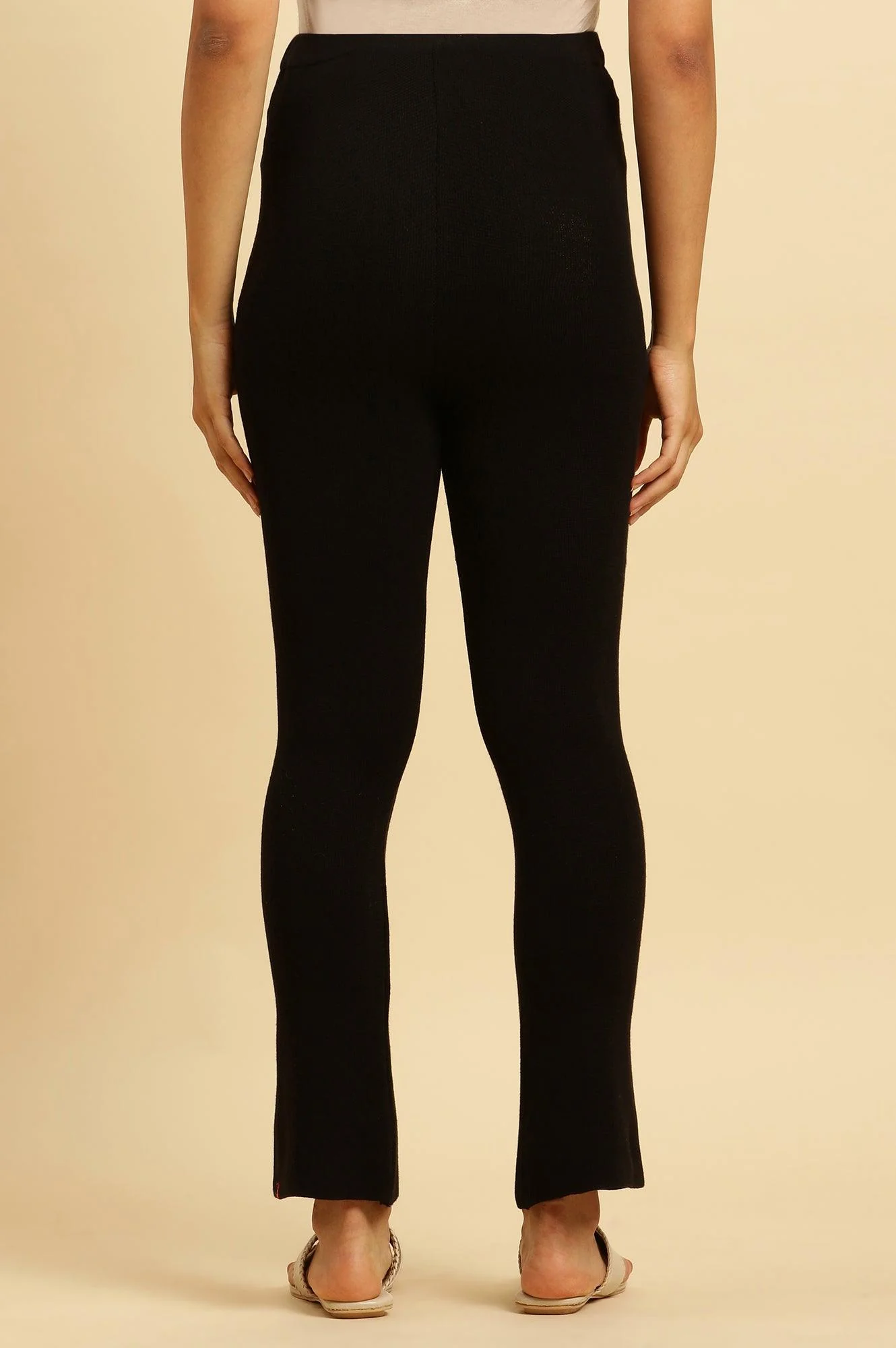 Black Solid Fit And Flare Pants - Image 3