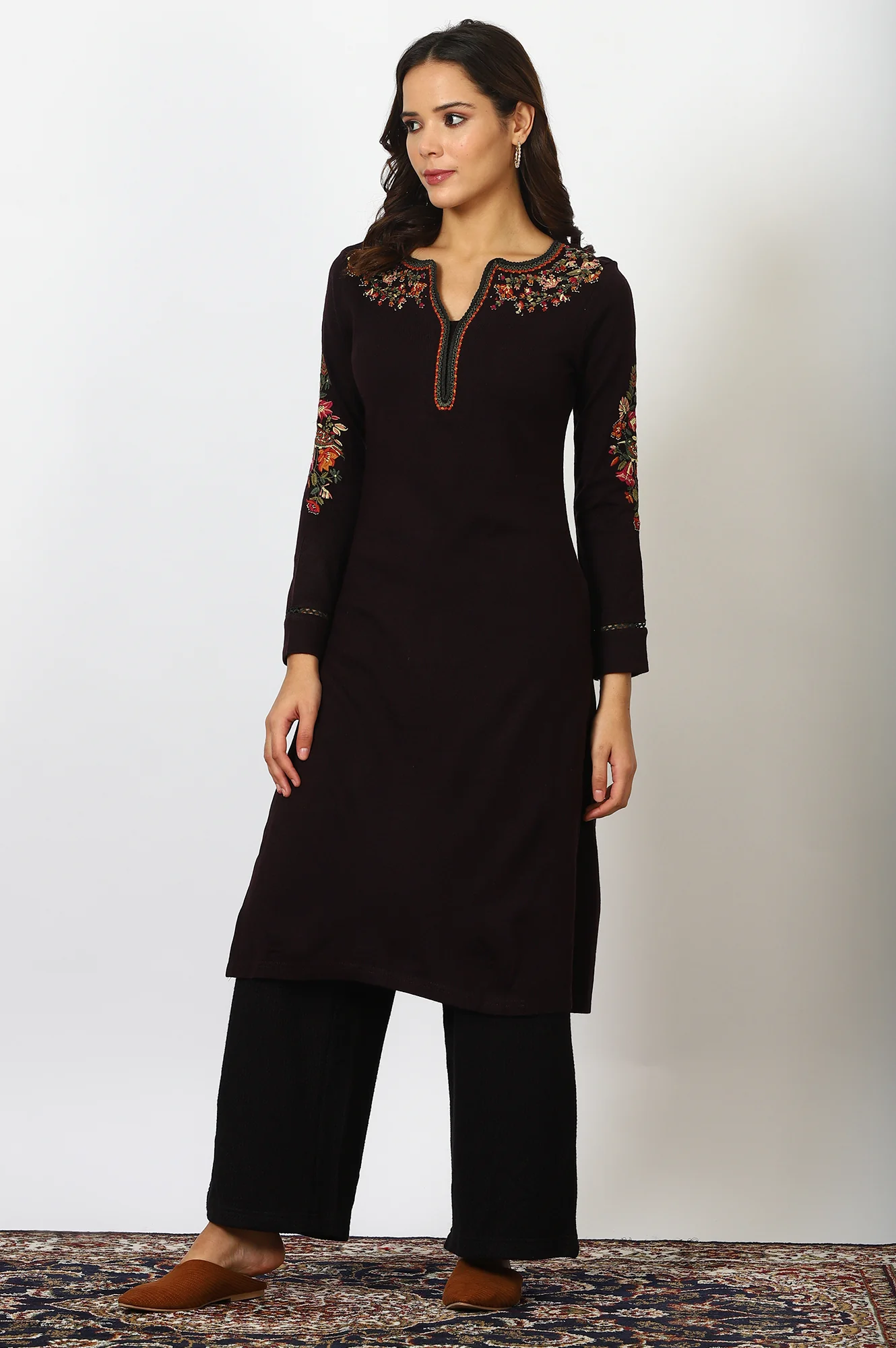 Black Solid Rayon Parallel Pants - Image 5