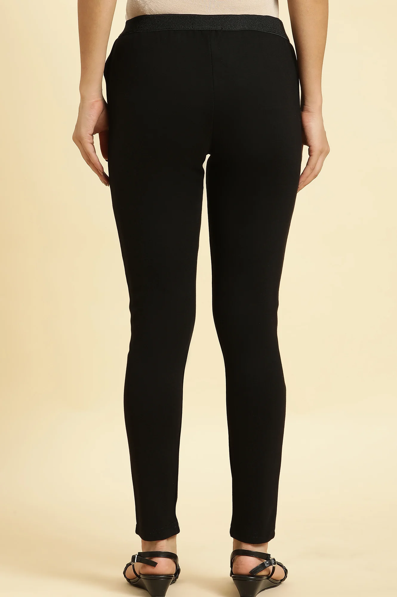 Black Solid Skinny Rayon Legging - Image 4