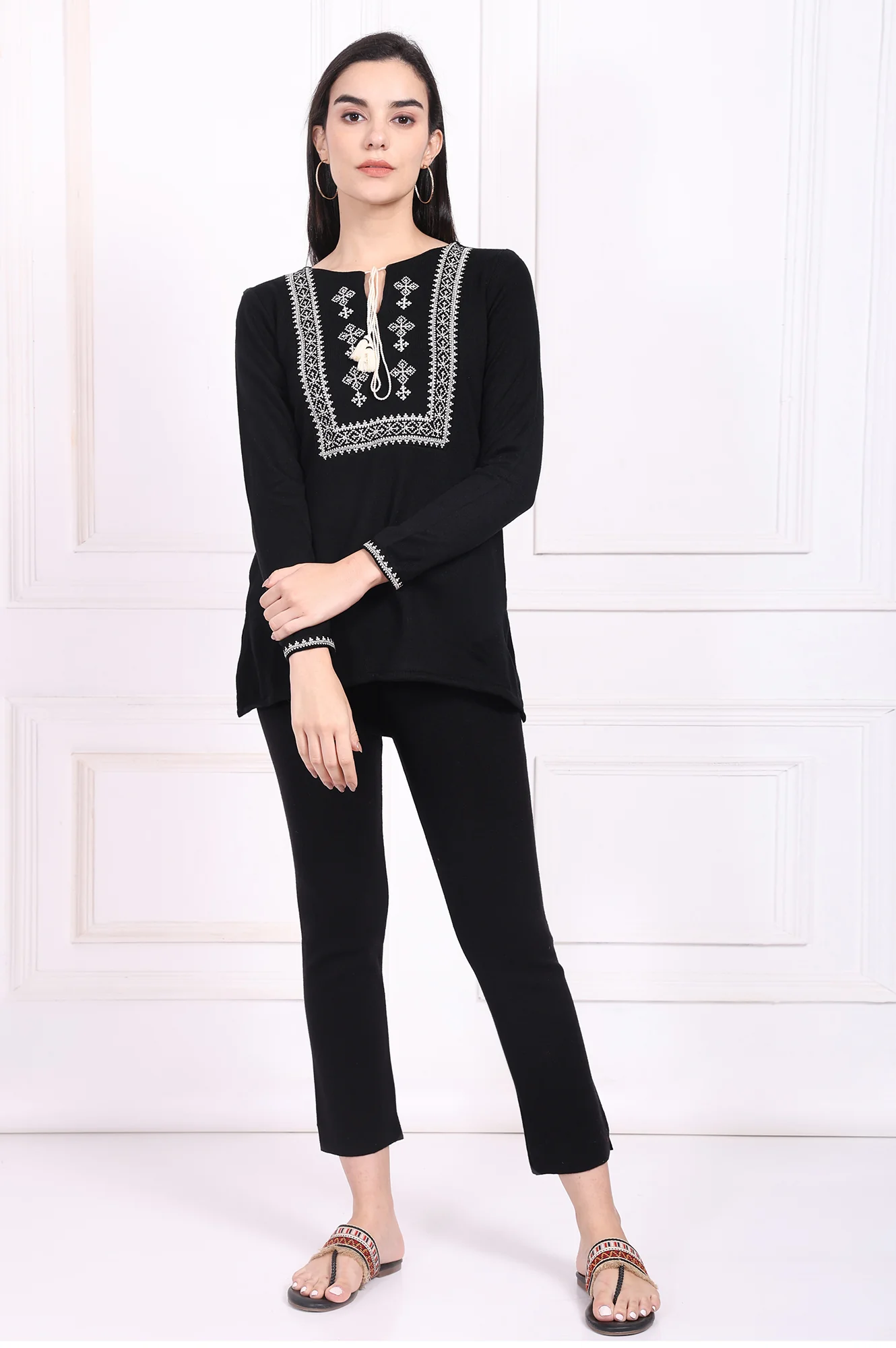 Black Solid Straight Pant - Image 5