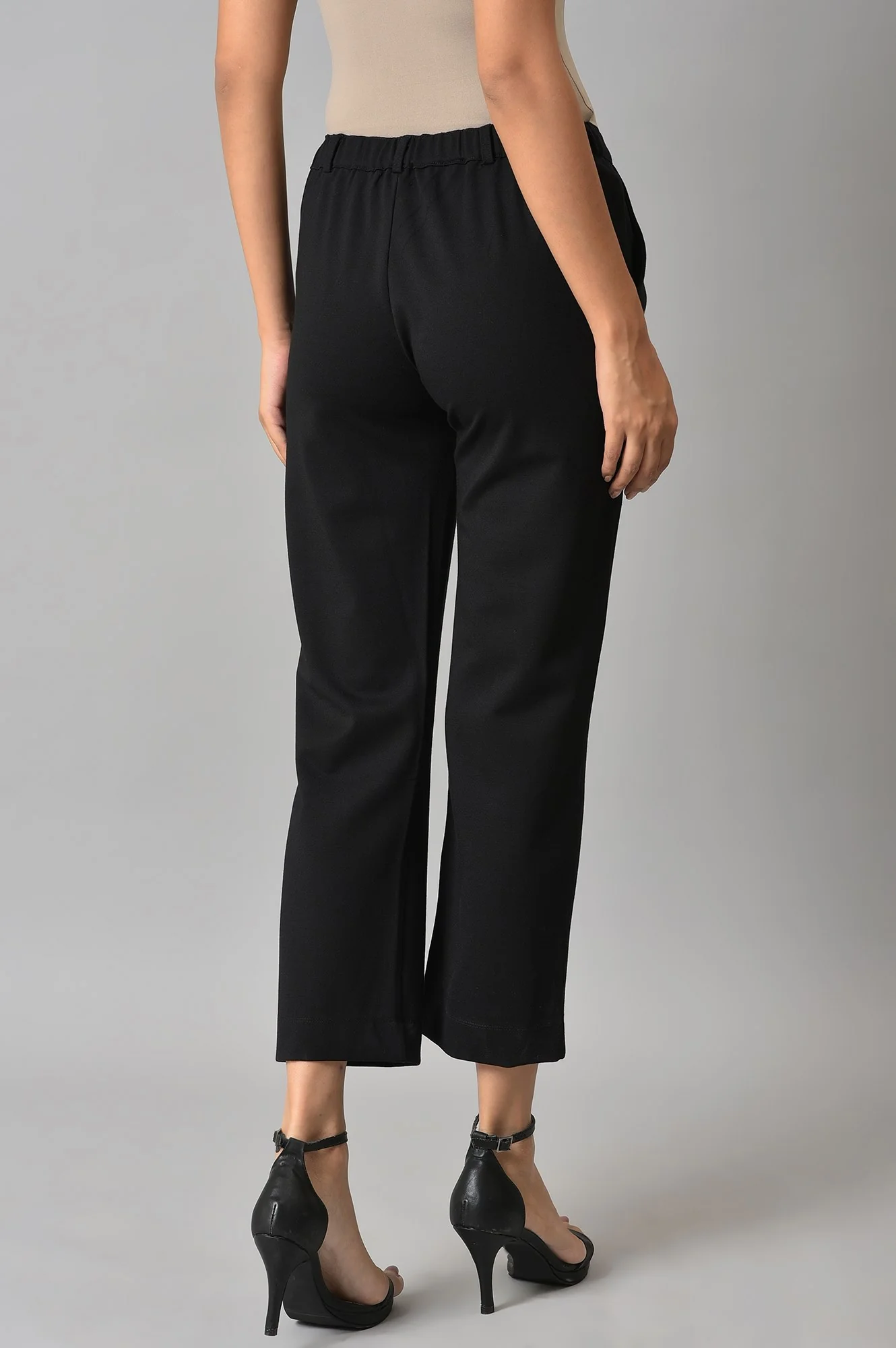 Black Straight Fit Casual Trousers - Image 2
