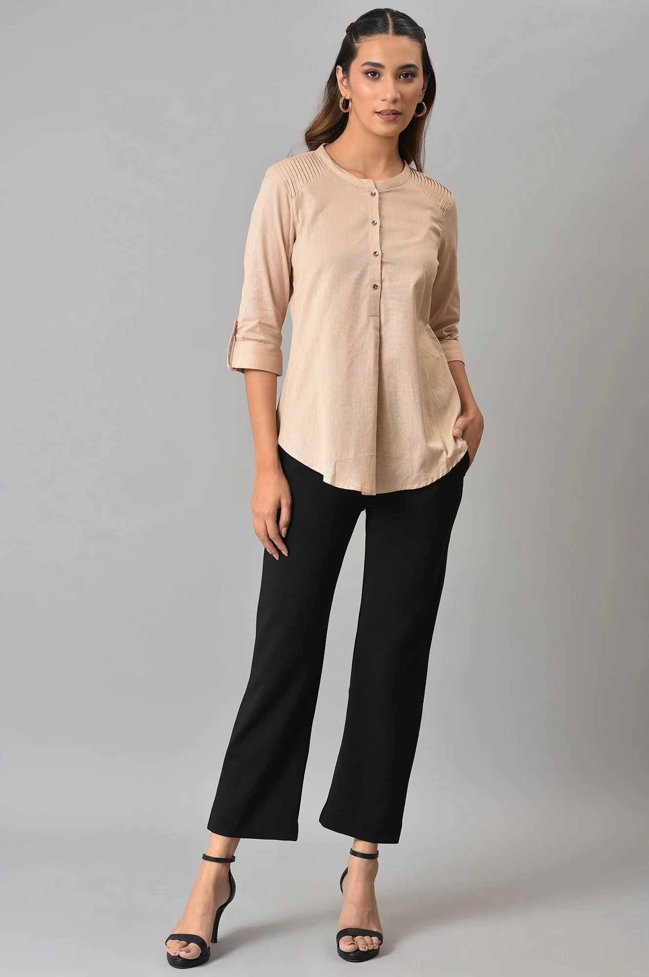 Black Straight Fit Casual Trousers - Image 5