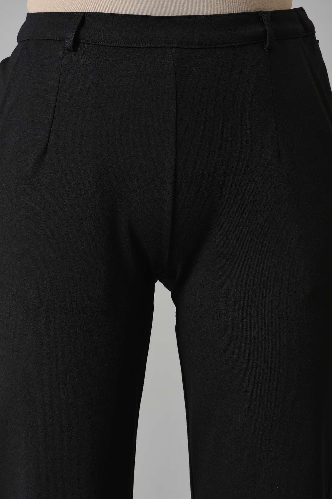 Black Straight Fit Casual Trousers - Image 6
