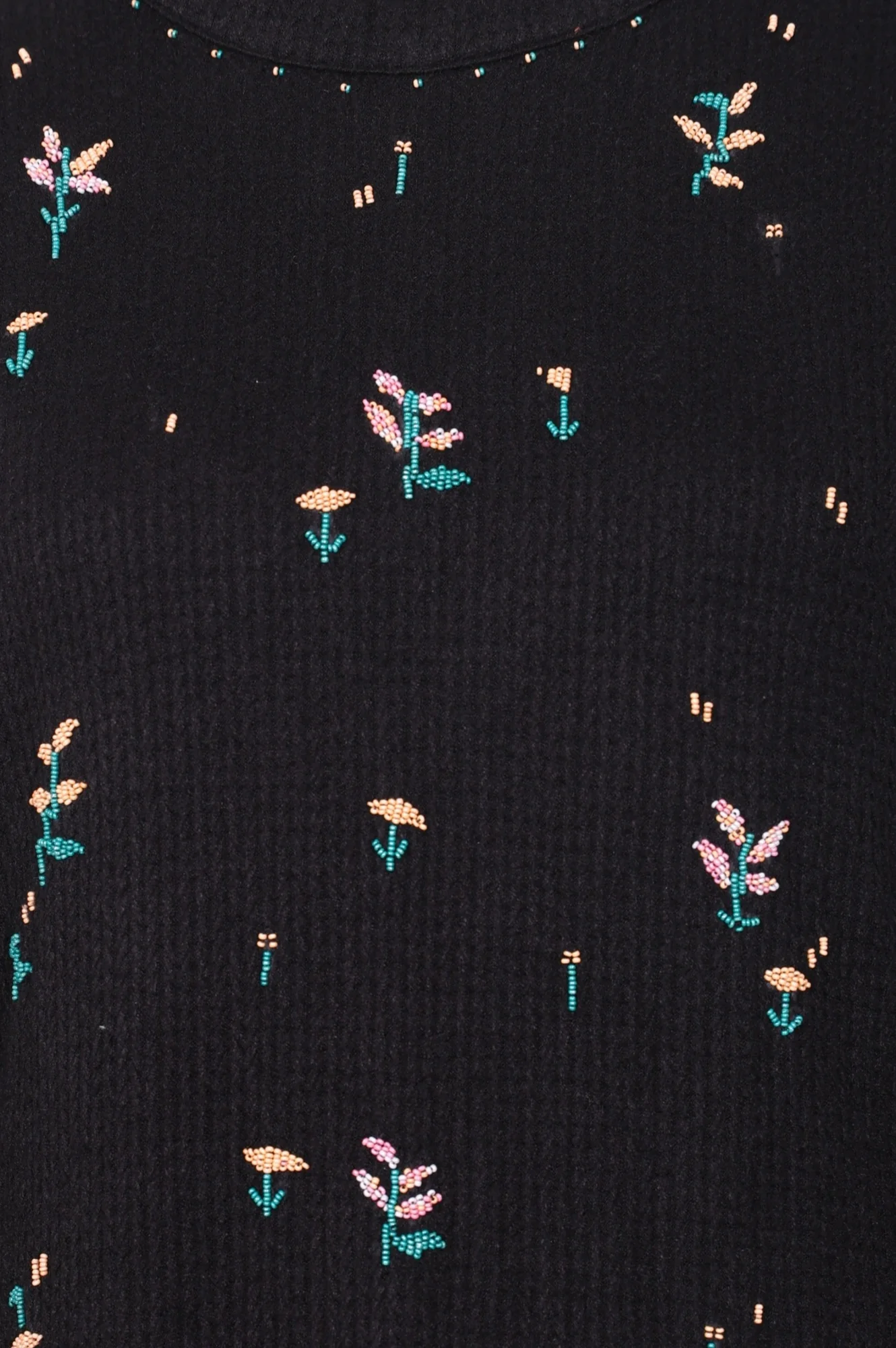 Black Yarn Dyed Embroidered Rayon Blend A-line Winter Dress - Image 2