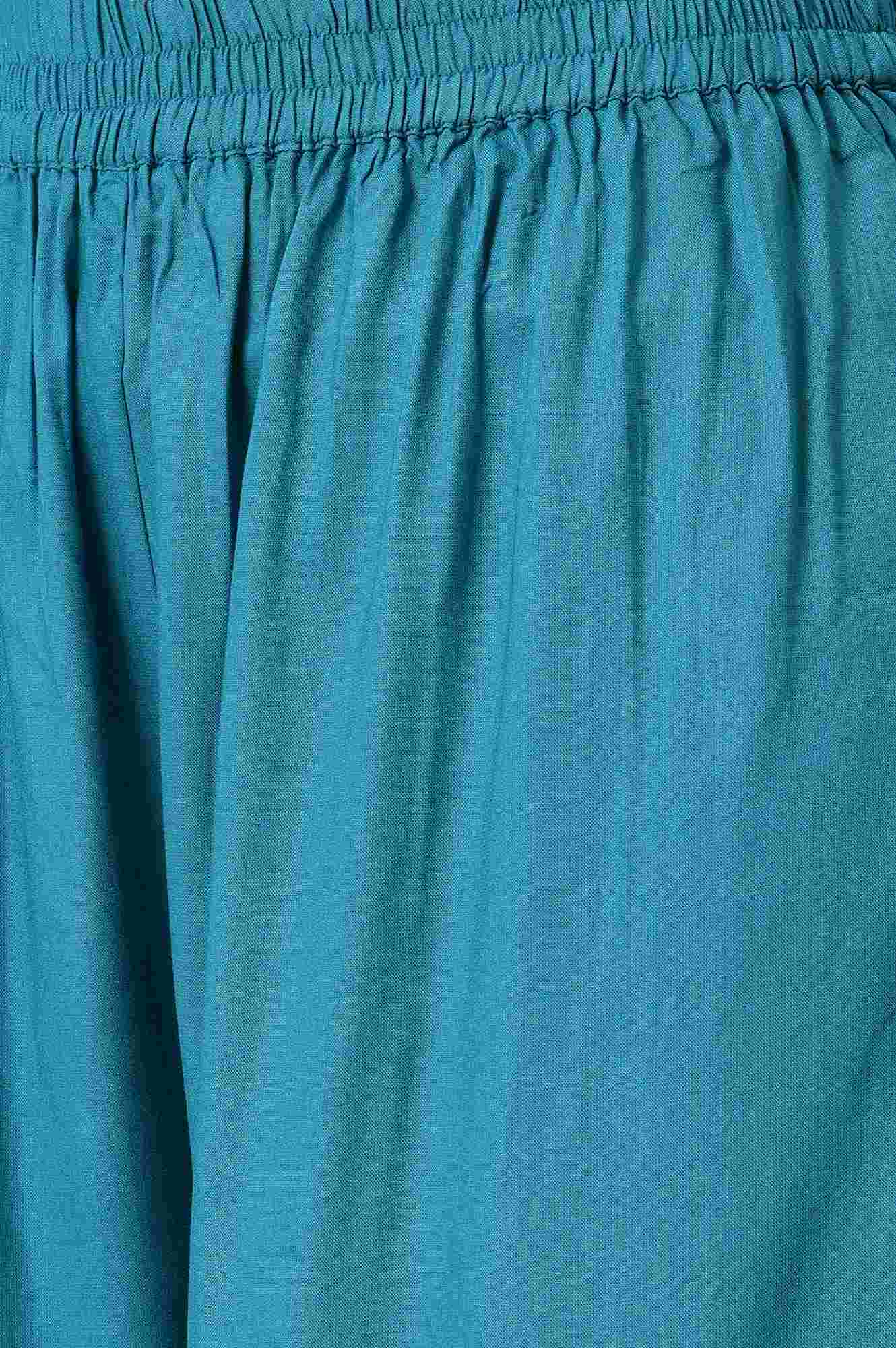 Blue A-Line Embroidered kurta With Parallel Pants - Image 7