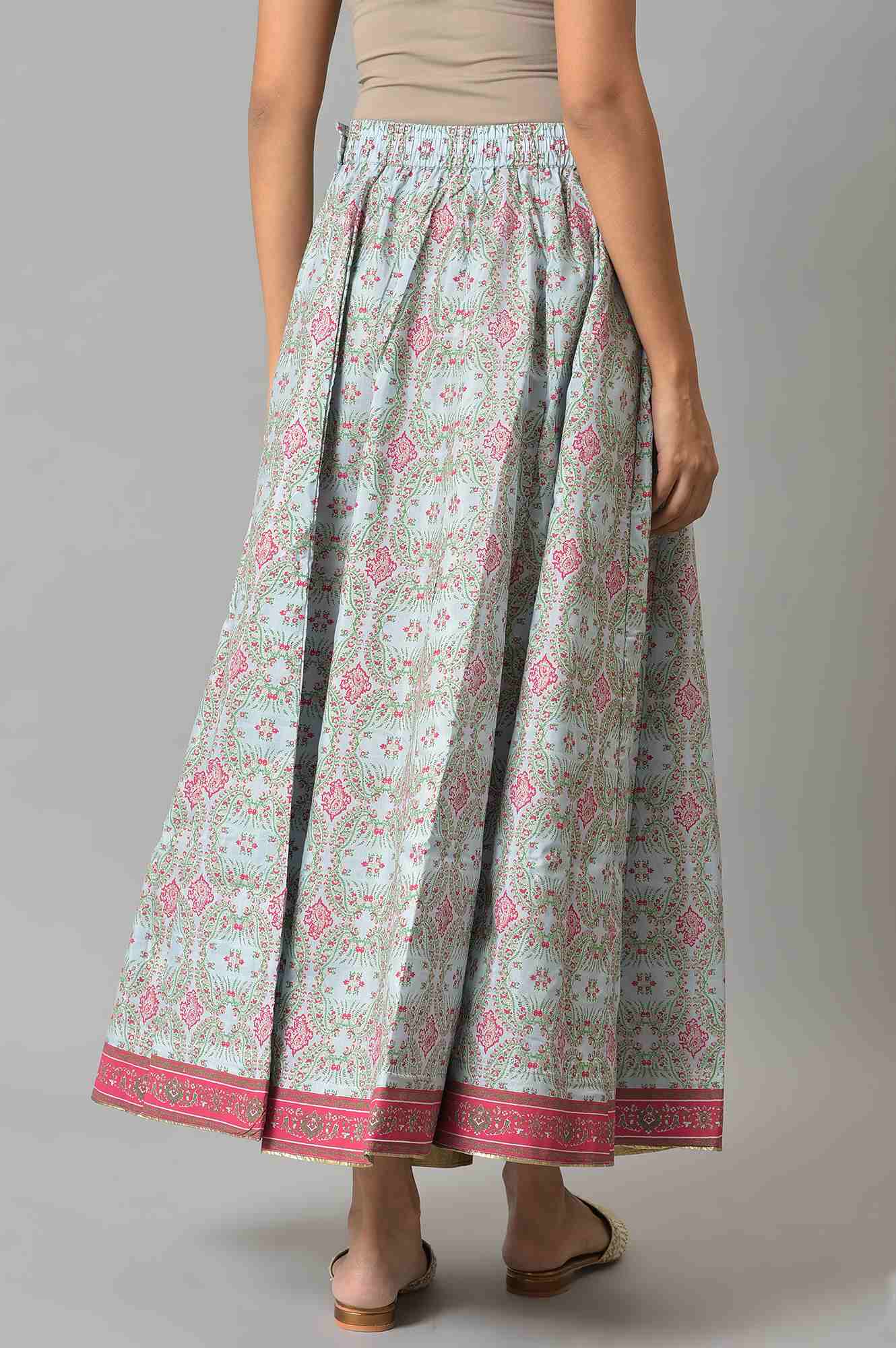 Blue And Multicoloured Floral Skirt - Image 2
