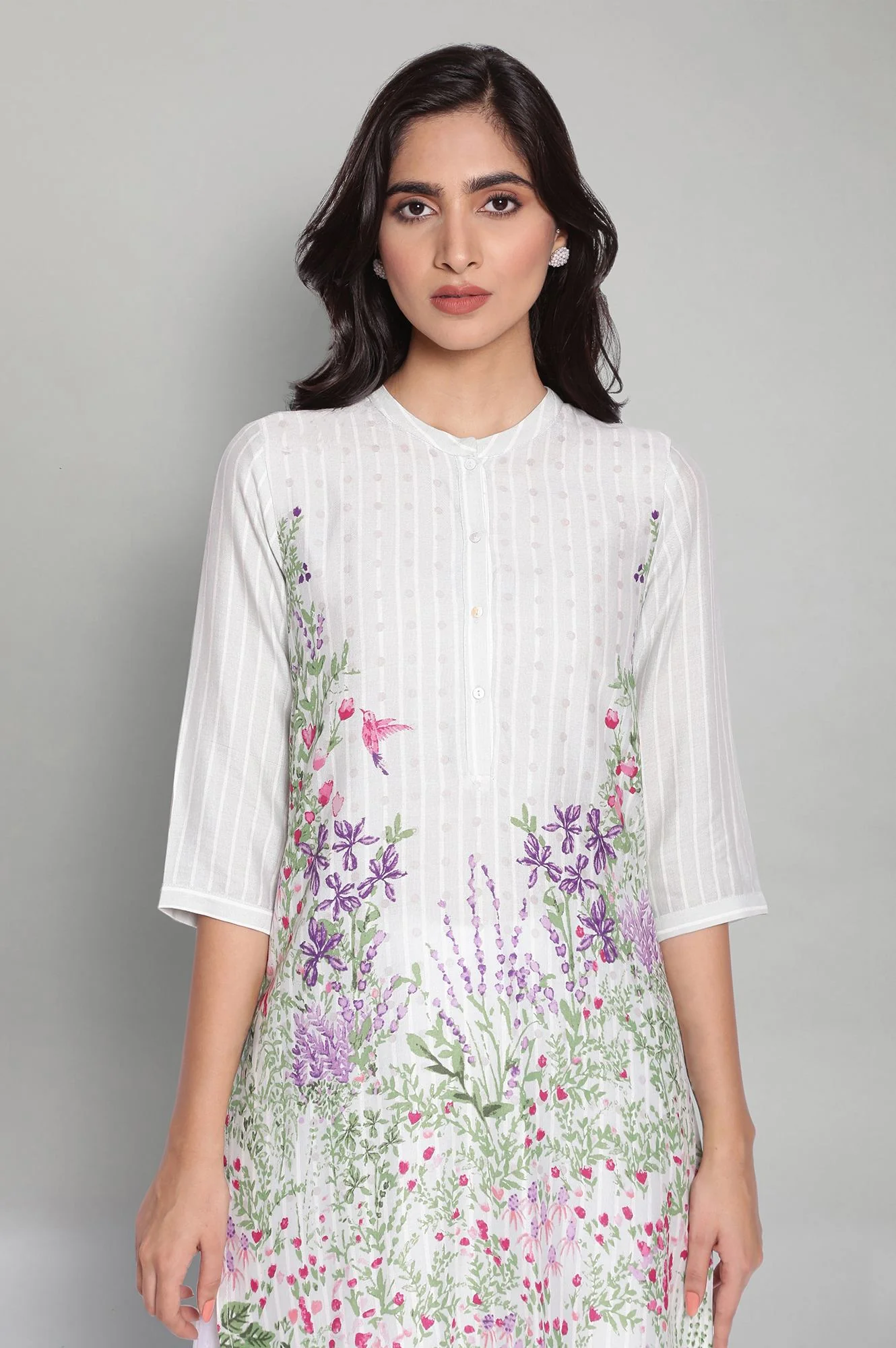 Blue Blush Floral Print kurta - Image 5