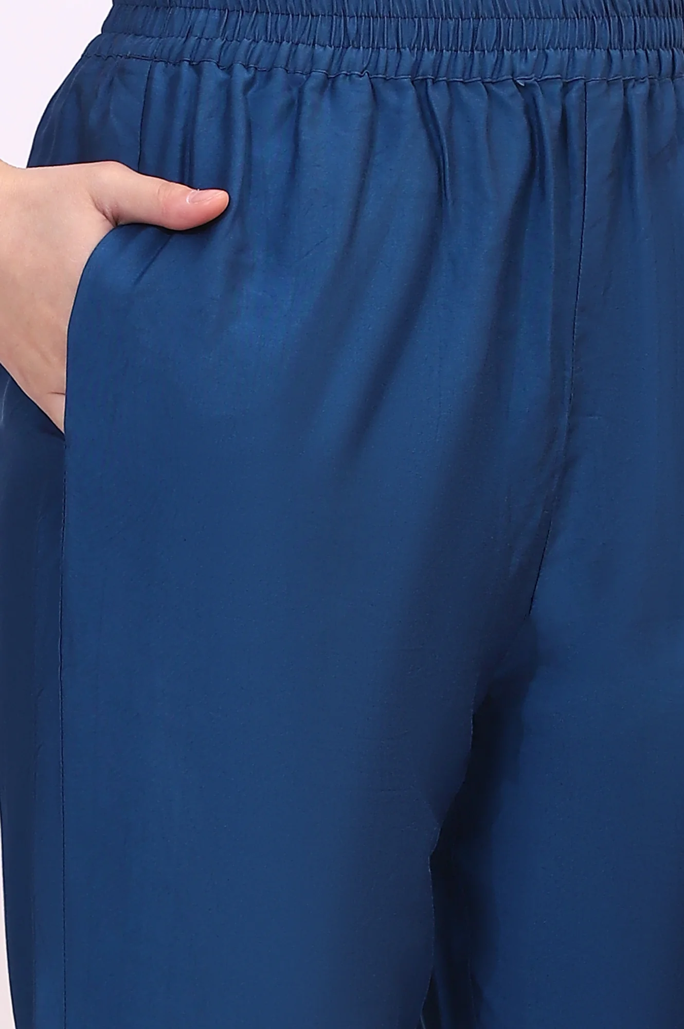 Blue Chintz Floral Printed Chiffon Anarkali Kurta, Straight Pants and Dupatta Set - Image 9