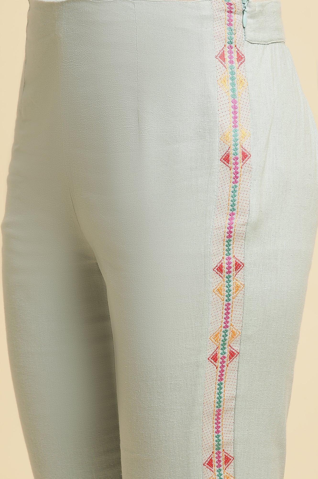 Blue Cotton Dobby Kurta & Pants Set - Image 8