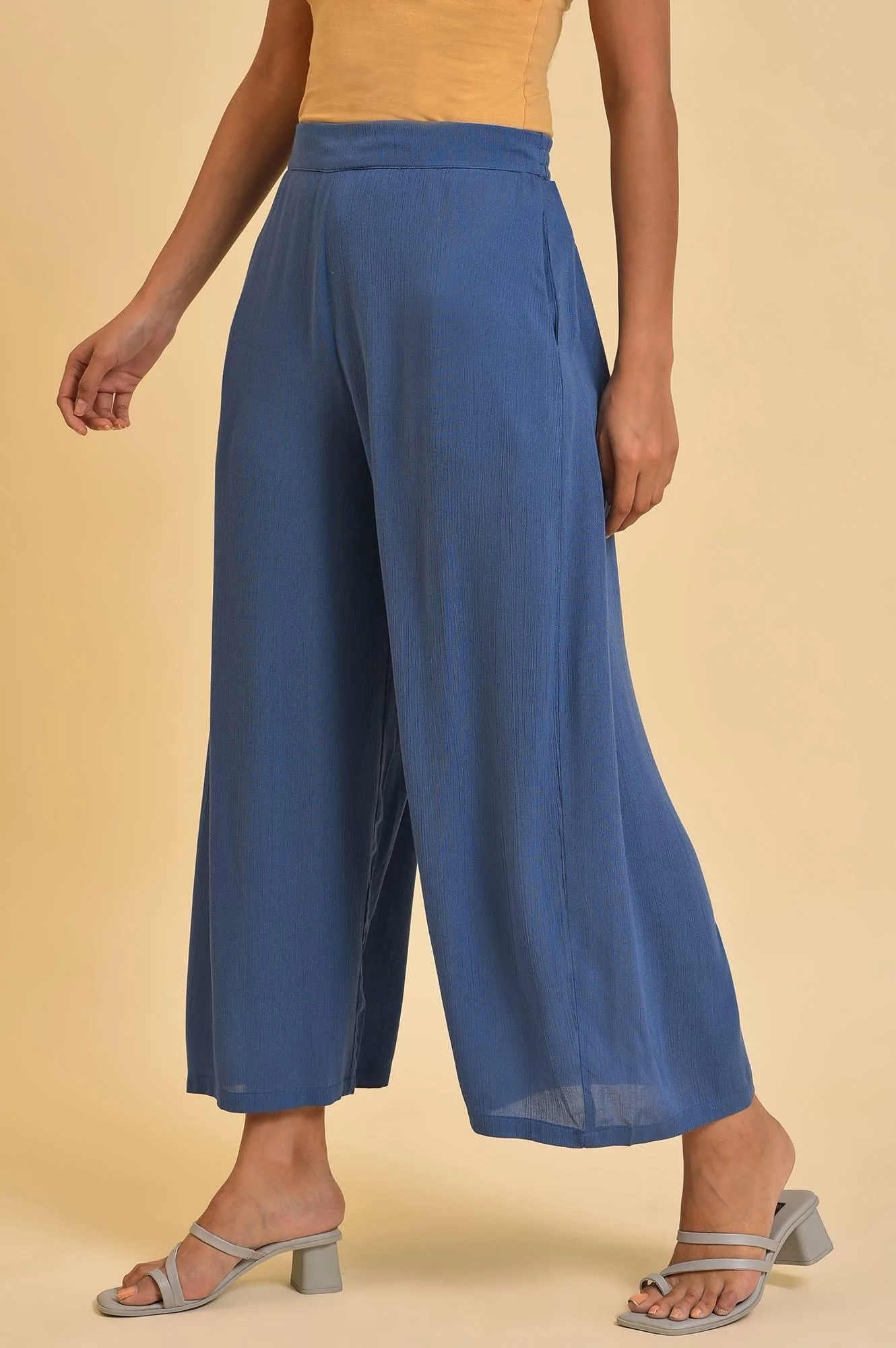 Blue Crinkle Parallel Pants - Image 3