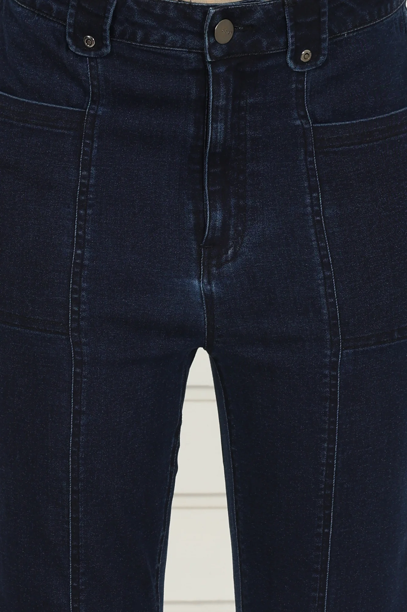 Blue Denim Lycra Mid Rise Calf Length Capri with YKK Zipper - Image 6