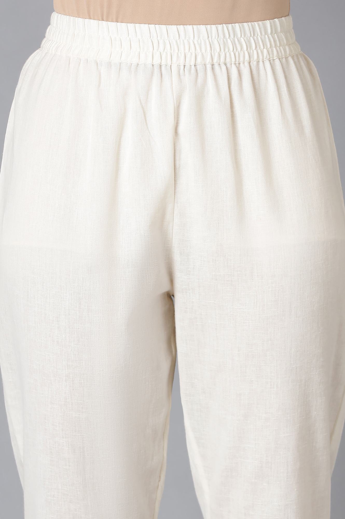 Blue Dobby Straight kurta With Ecru Slim Pants And Dupatta - Image 6
