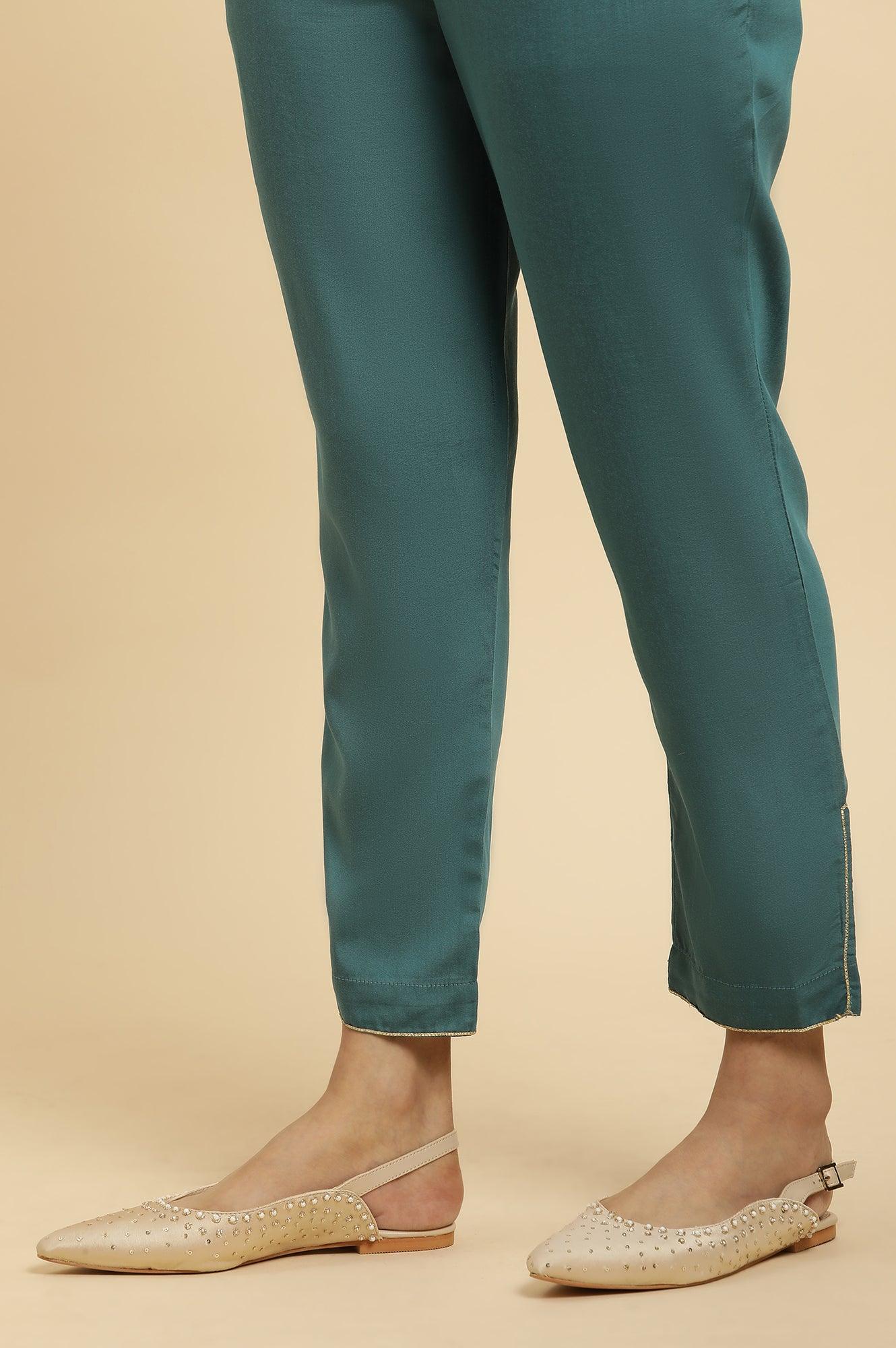 Blue Embellished Kurta, Pants And Jacquard Dupatta Set - Image 10