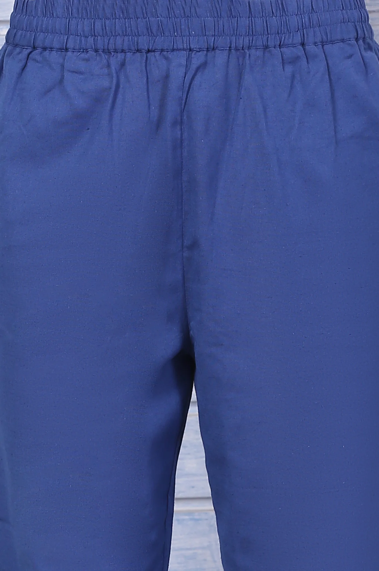 Blue Embroidered Kota Straight Kurta, Pants and Dupatta Set - Image 8