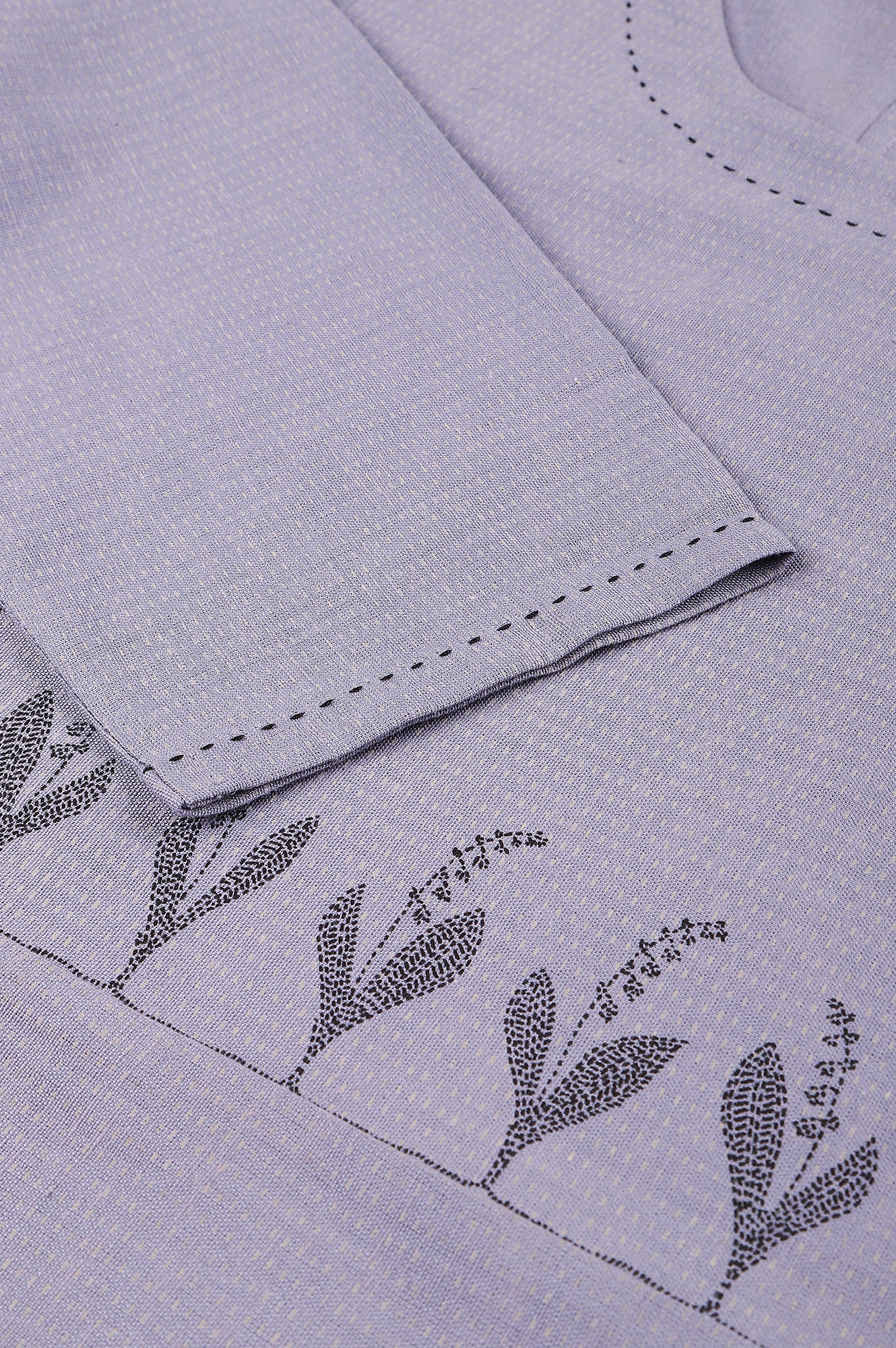 Blue Floral kurta With Kantha Details - Image 7