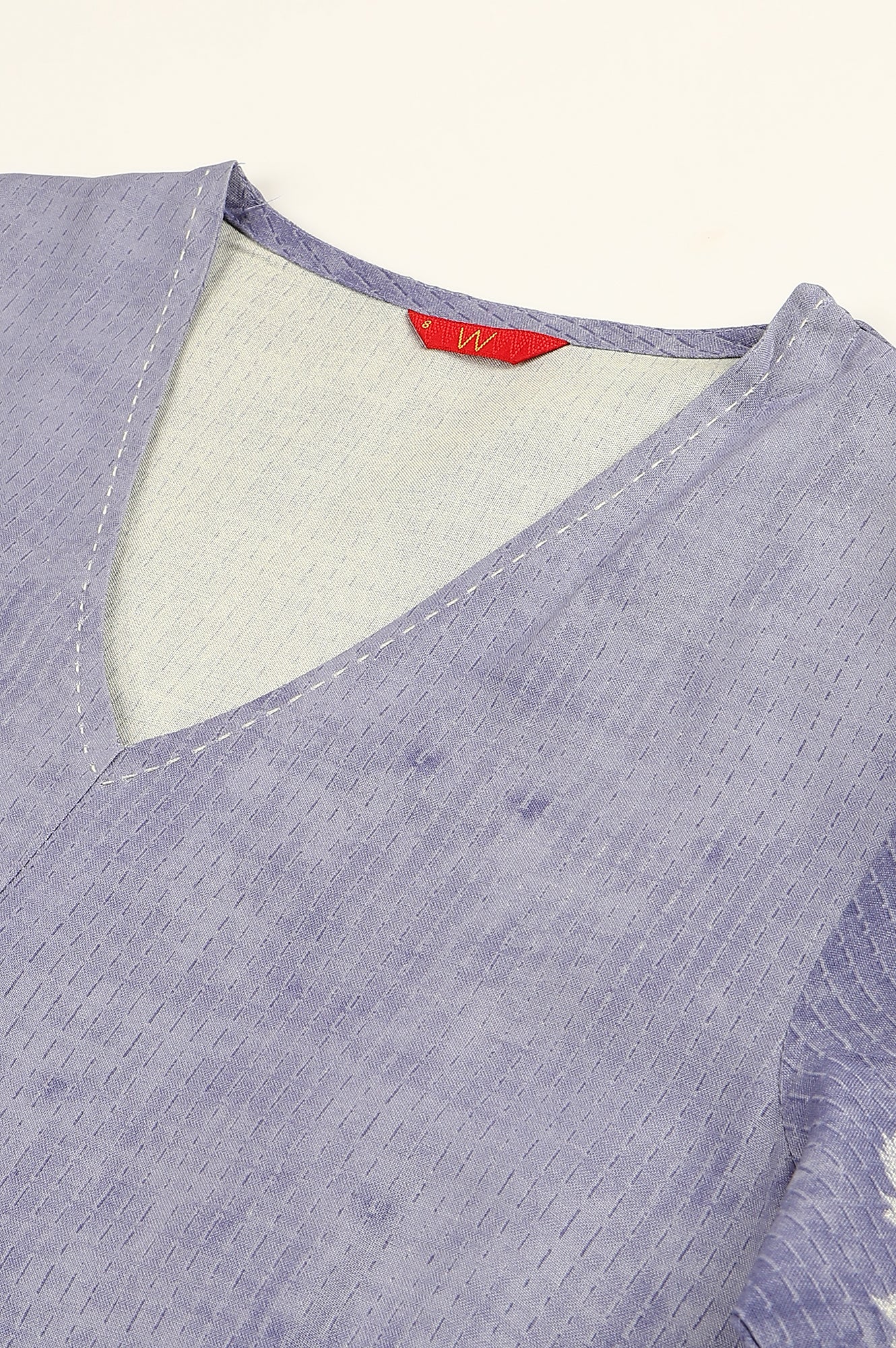 Blue Floral Print V-Neck kurta - Image 2
