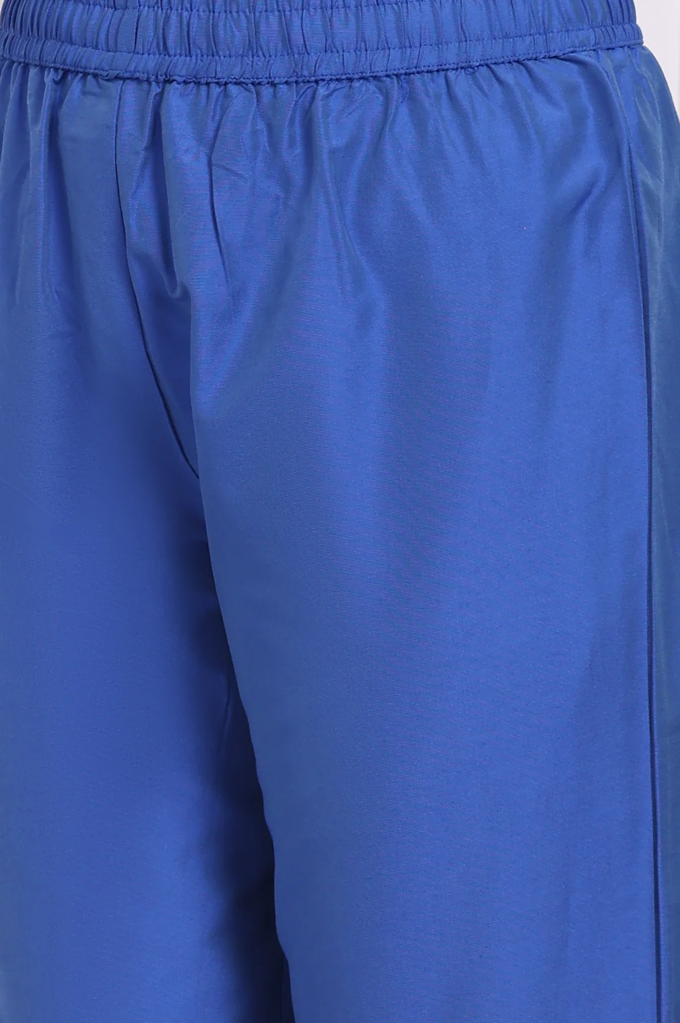Blue Floral Printed Lace Flared Kurta, Pants and Dupatta Set - Image 8