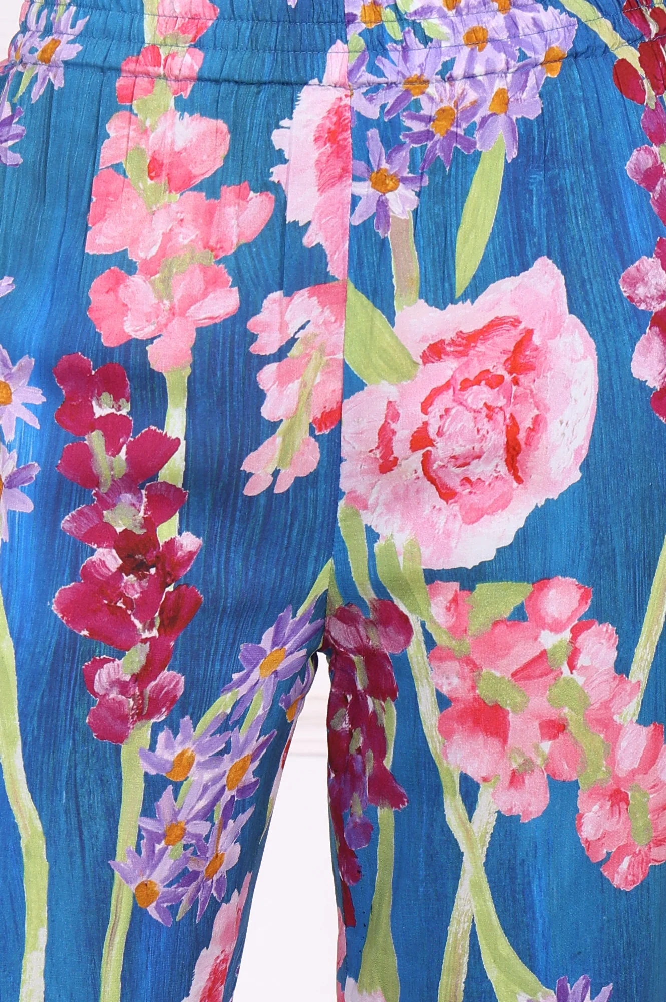 Blue Floral Printed Modal Straight Kurta - Image 8