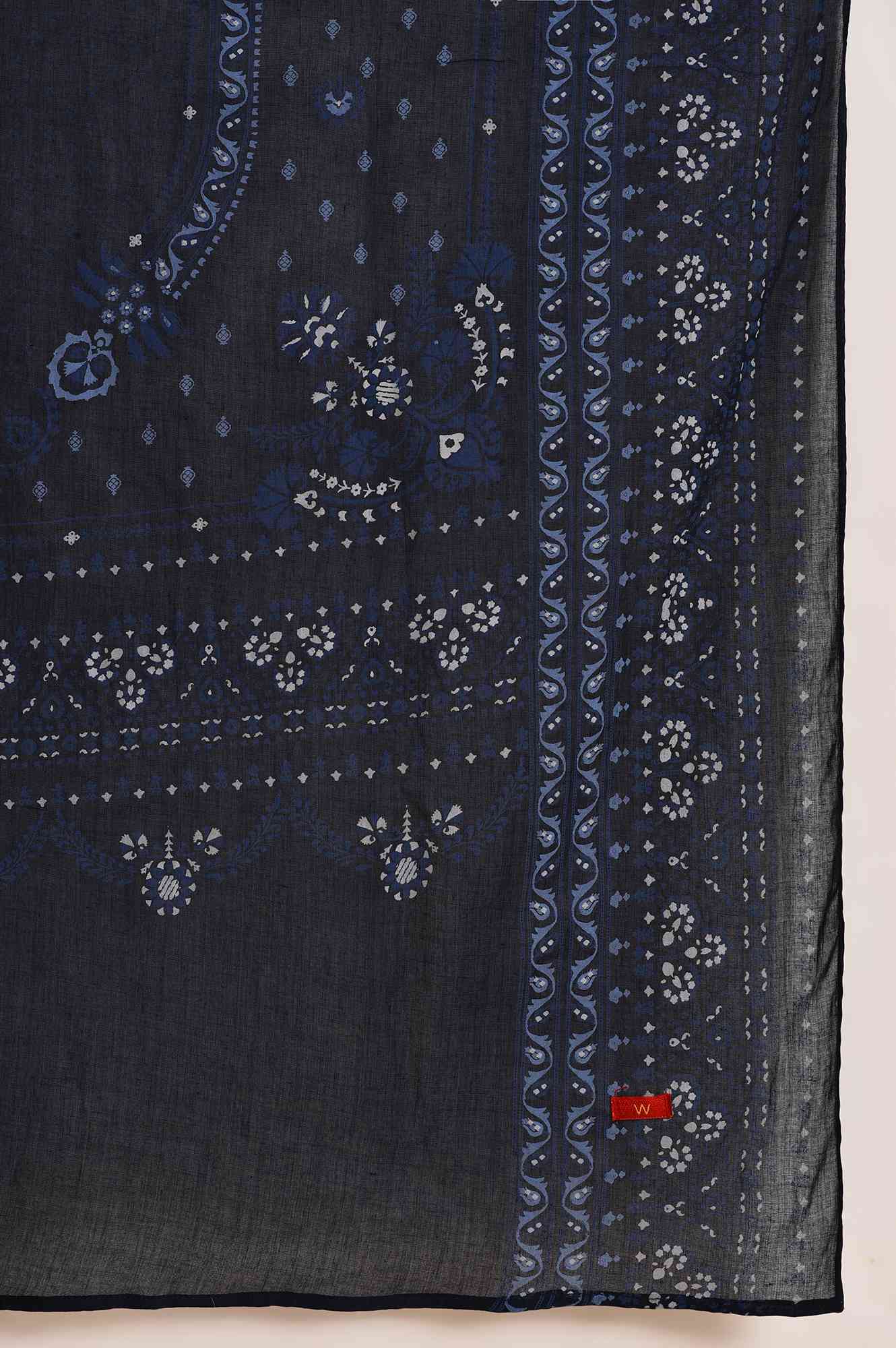 Blue Floral Printed Voile Dupatta - Image 4