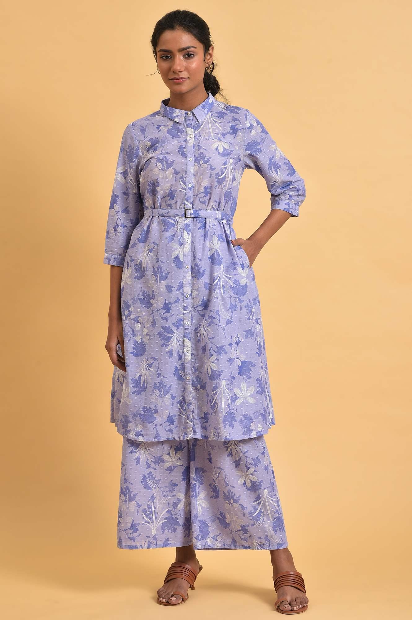 Blue Floral Printed Women Co-Ord Set