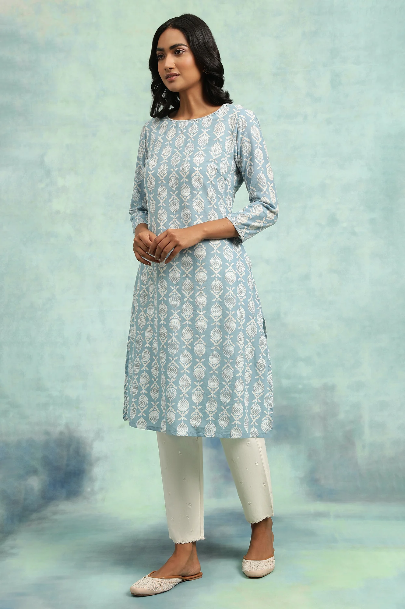 Blue Hand Block Print kurta - Image 3