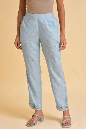 Blue Plus Size Slim Pants