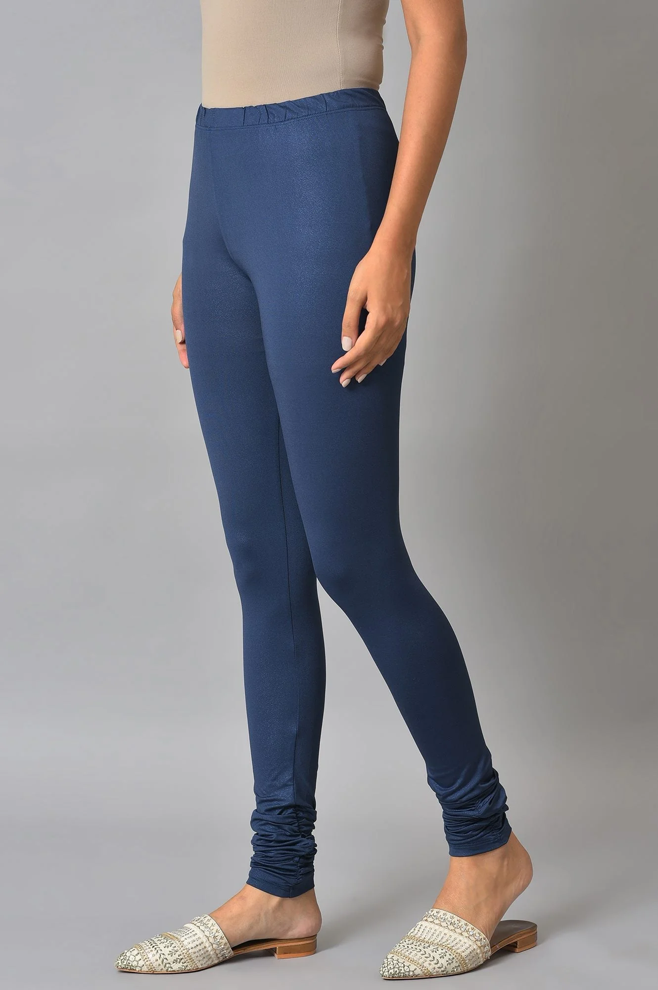 Blue Poly Lycra Women Churidar - Image 3