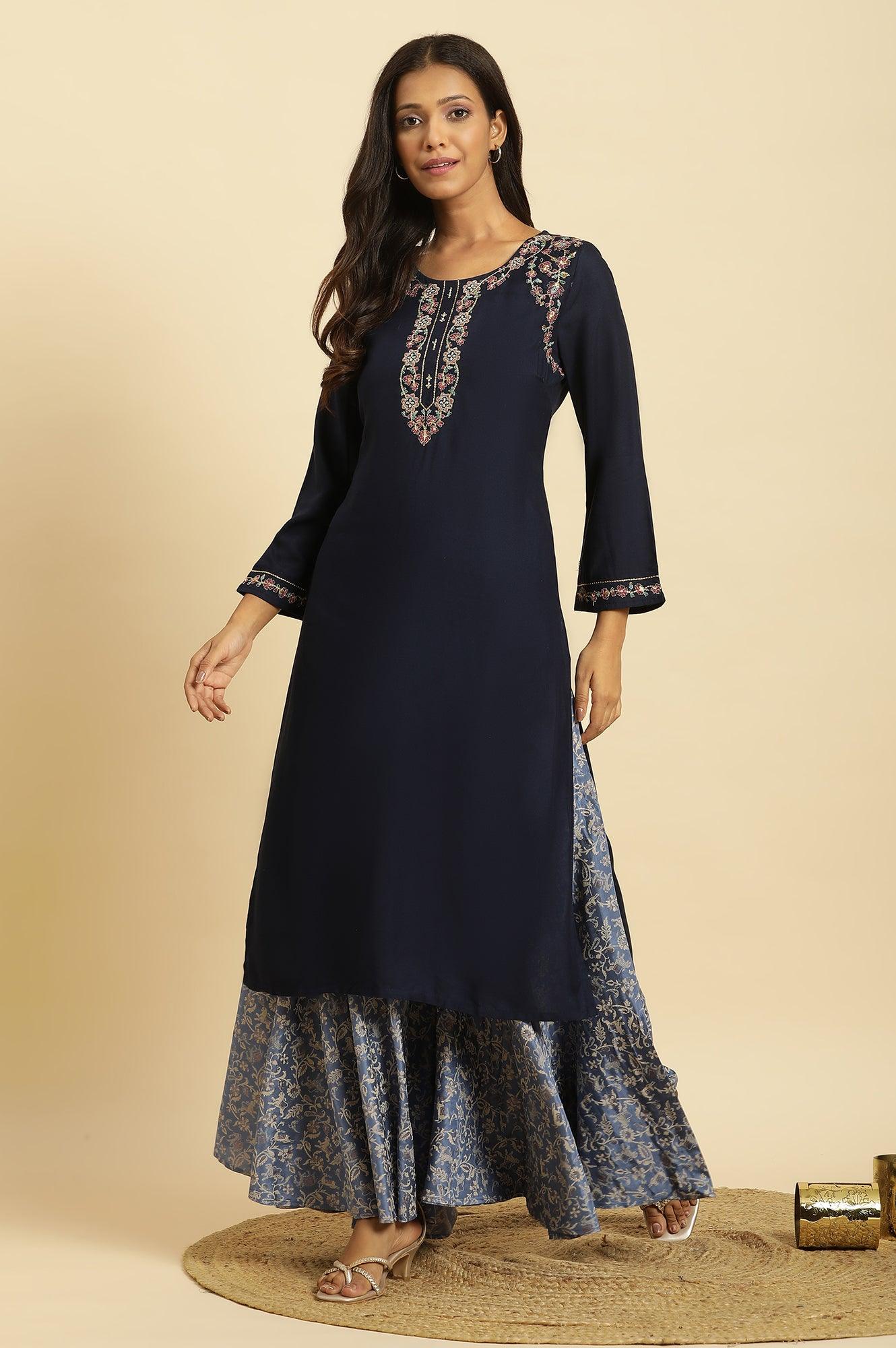 Blue Printed Festive Sharara - Image 5