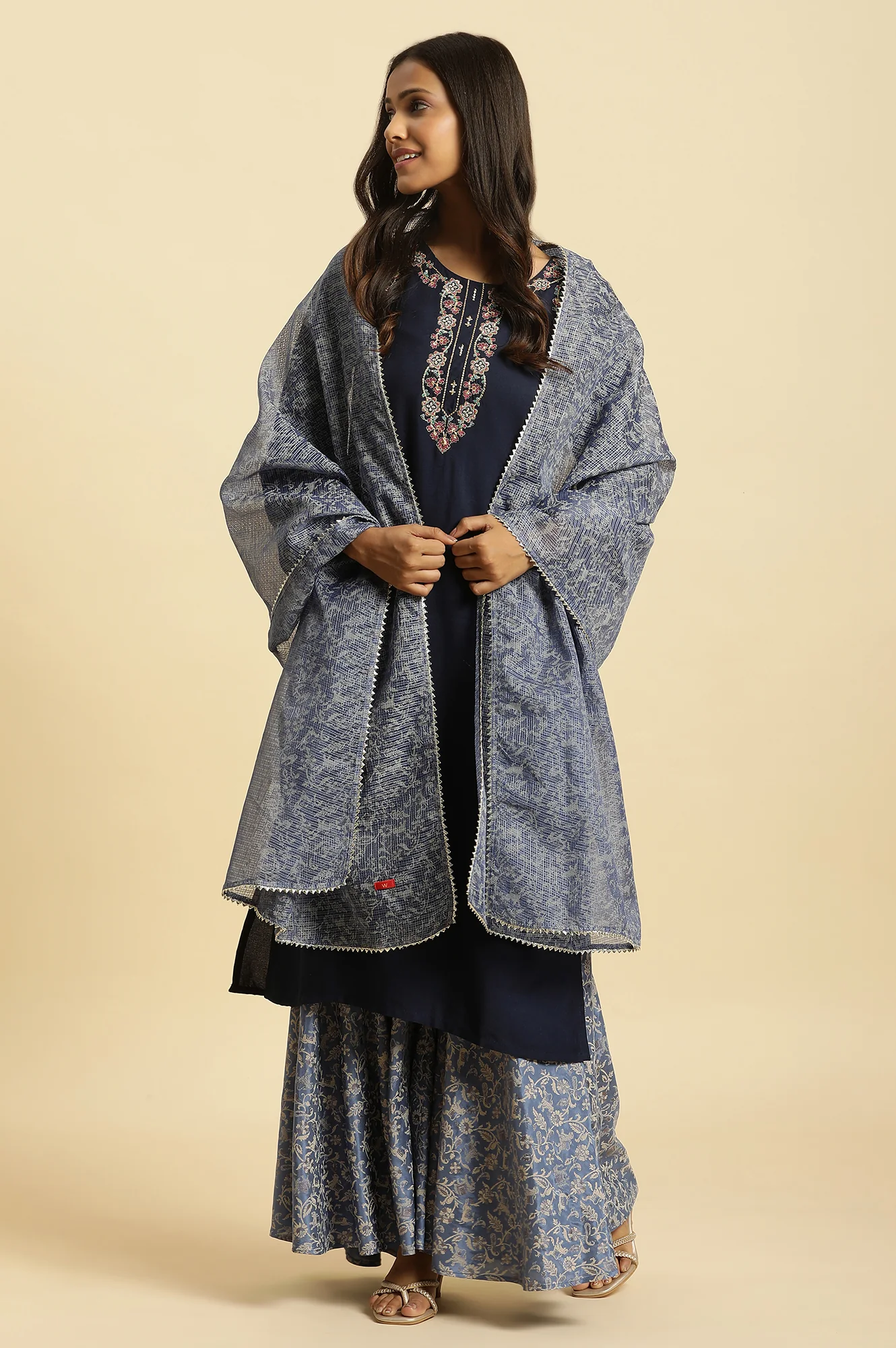 Blue Printed Kota Dupatta - Image 3