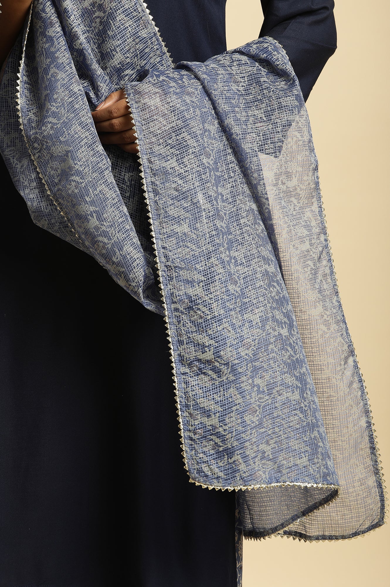 Blue Printed Kota Dupatta - Image 6