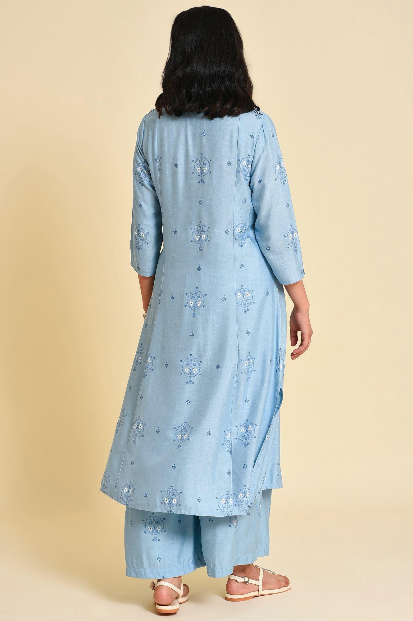 Blue Printed kurta Co-Ord Set - Image 3