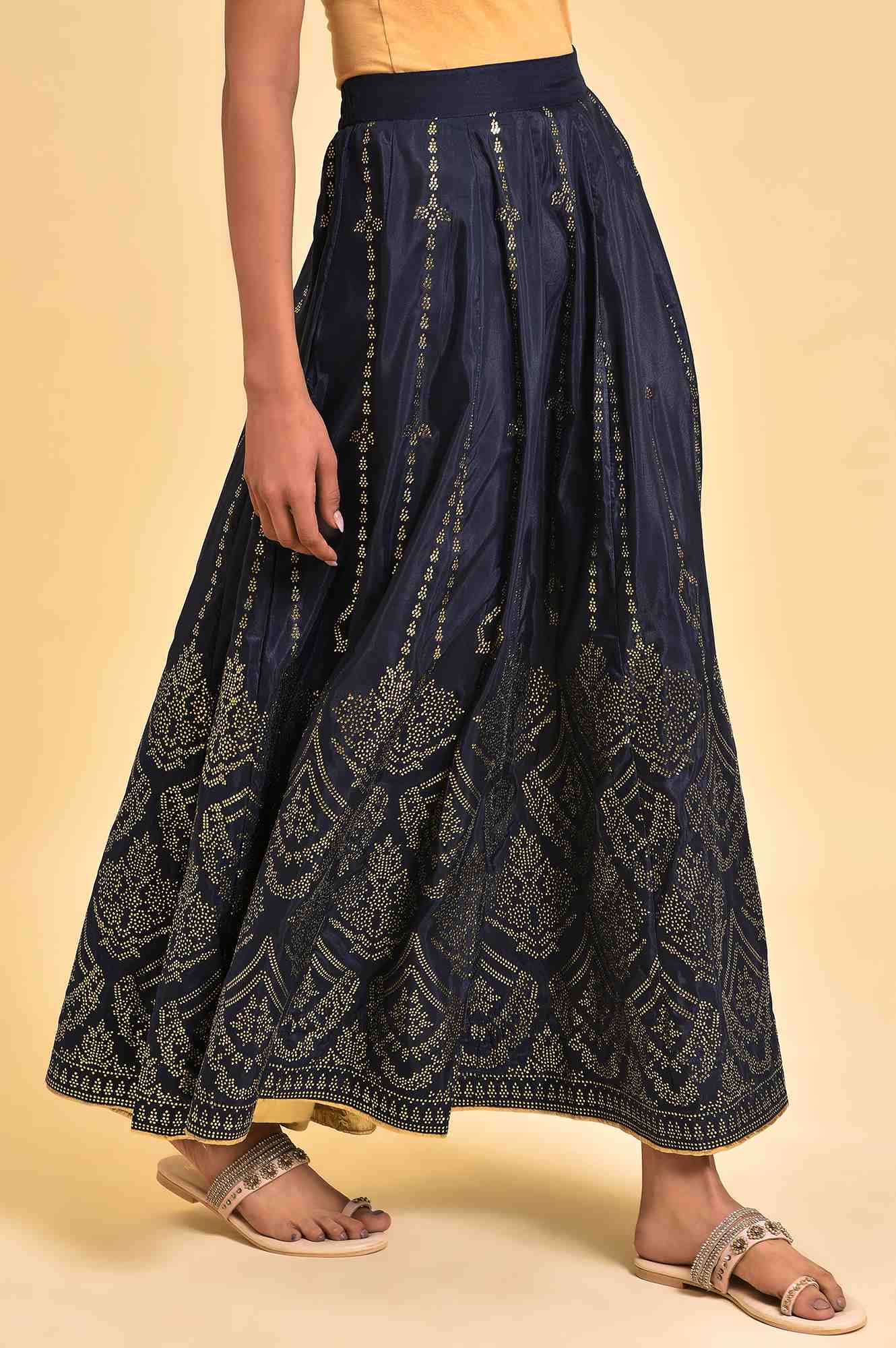 Blue Printed Light Festive Skirt - Image 4