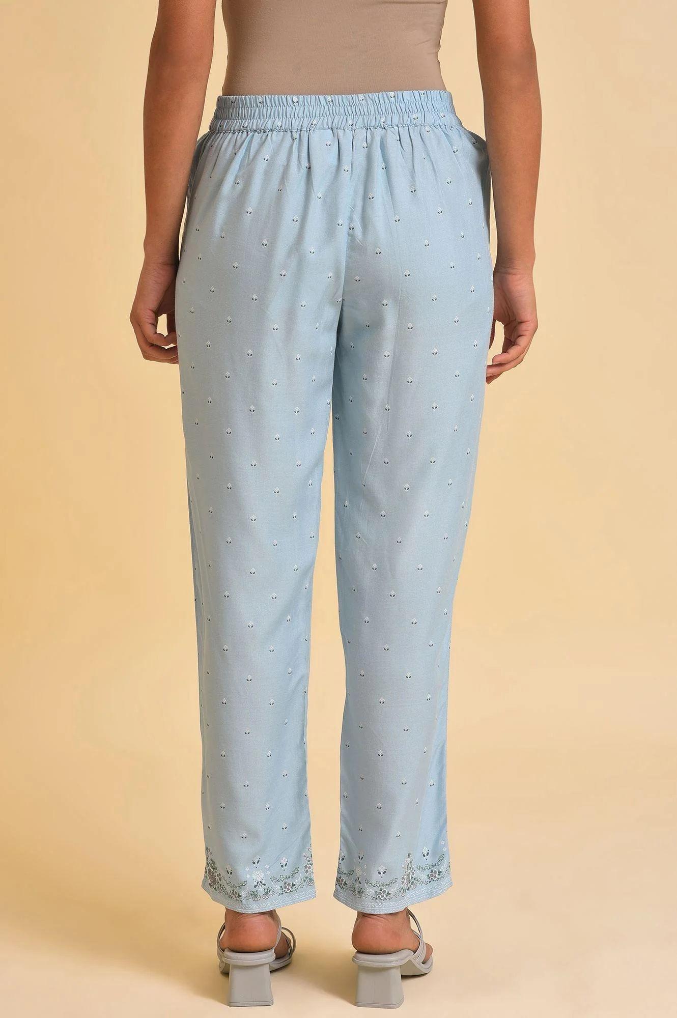 Blue Printed Slim Pants - Image 2