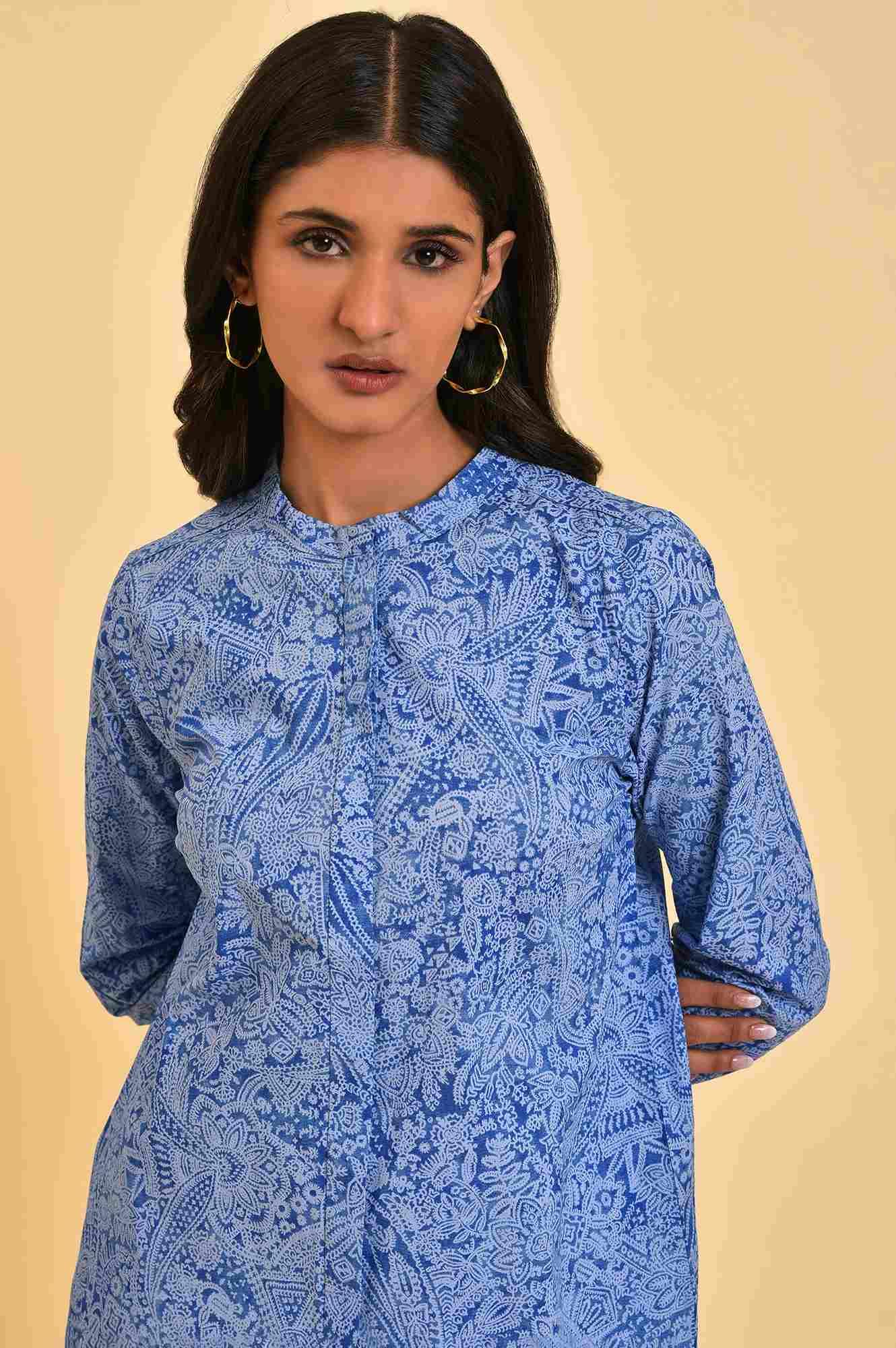 Blue Printed Western Top - Image 5
