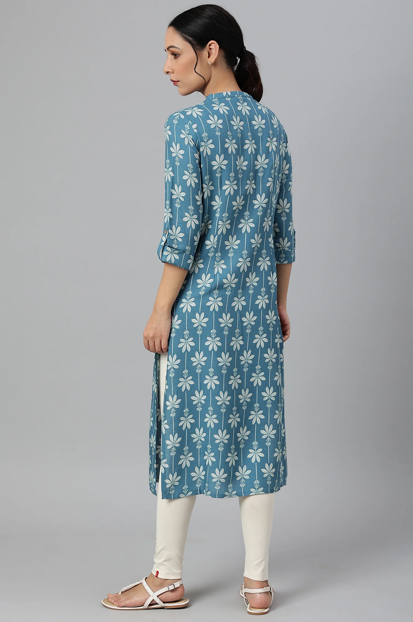 Blue Rayon Button Down kurta - Image 5
