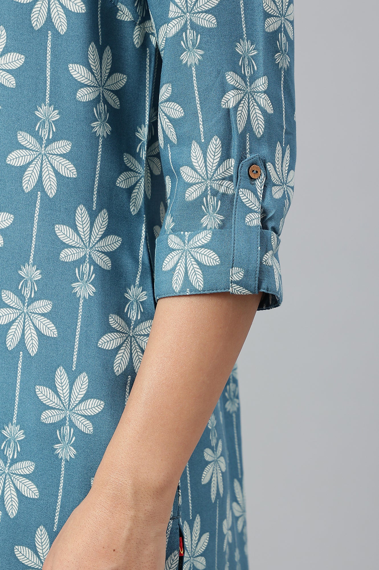 Blue Rayon Button Down kurta - Image 9