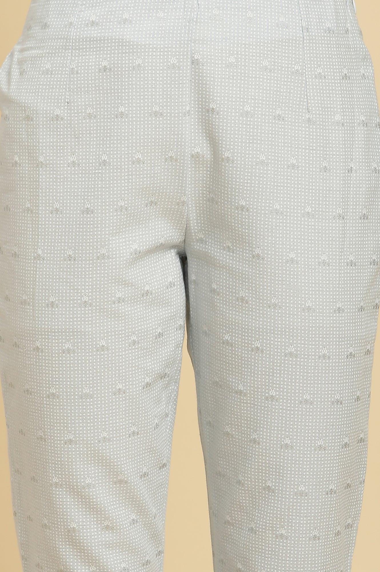 Blue Round Neck Kurta And Slim Pants Set - Image 8