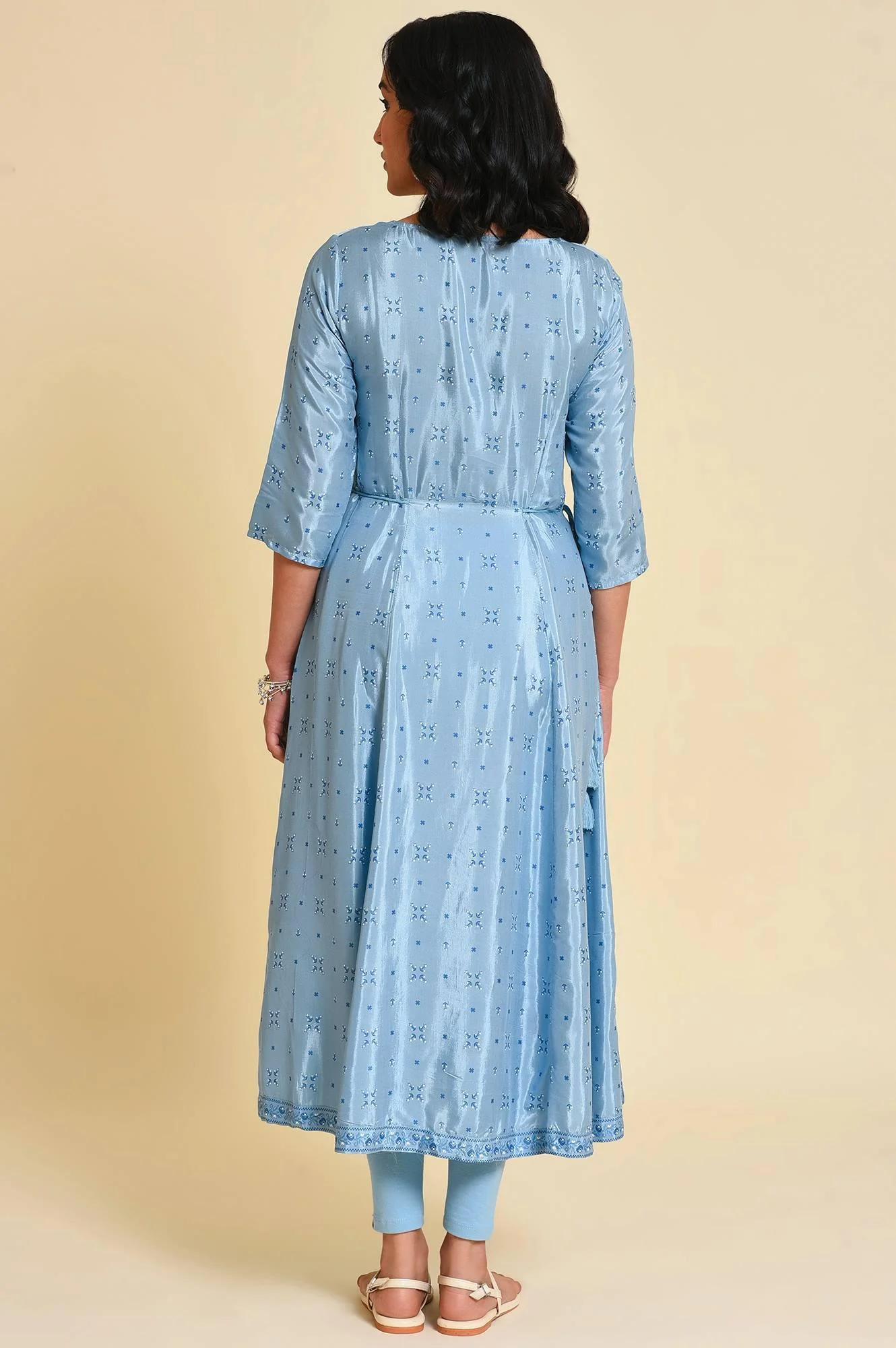 Blue Sequined Shantung kurta - Image 2